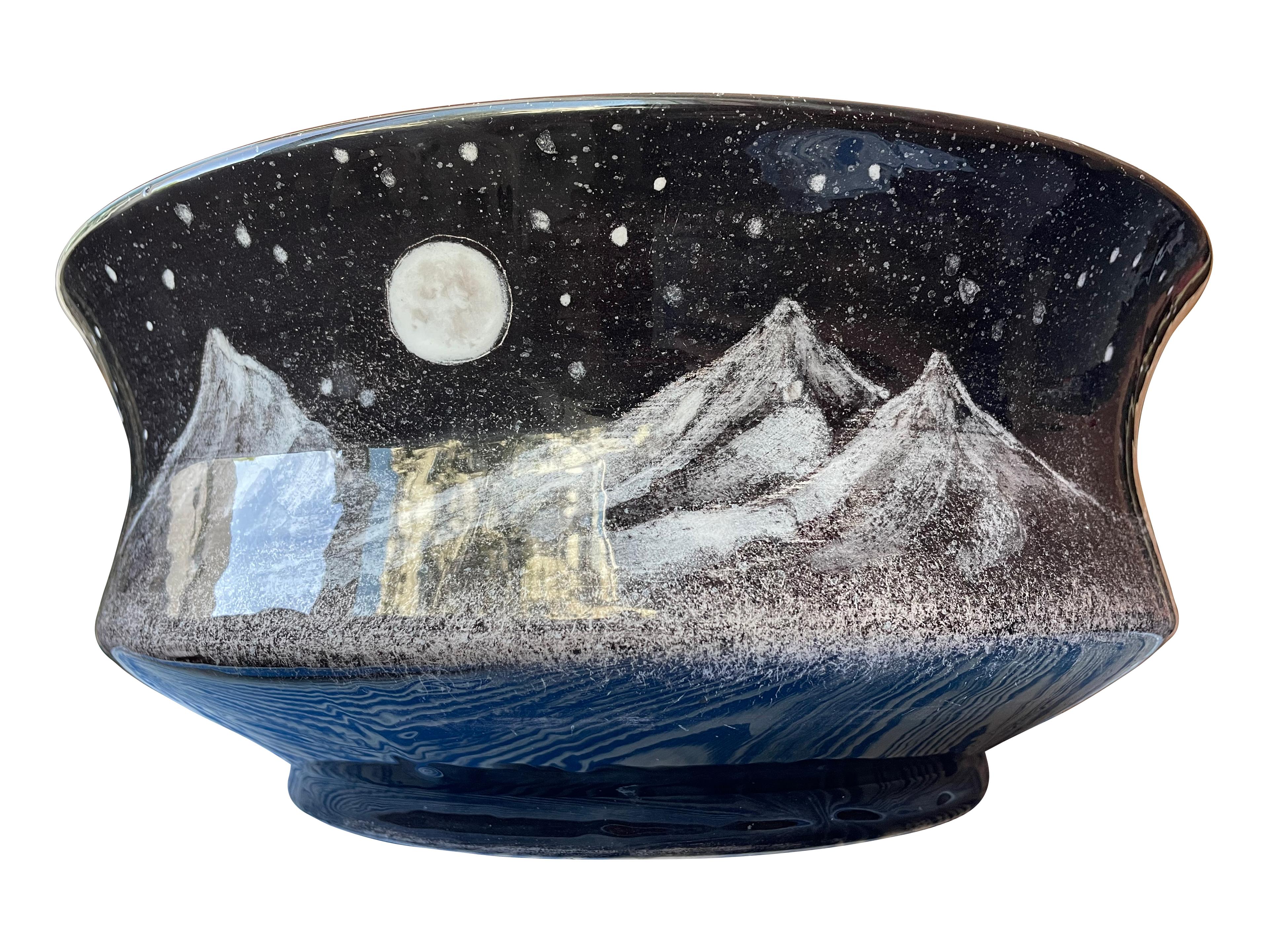 Bathroom Countertop Ceramic Vessel Sink - Black Night and Moon