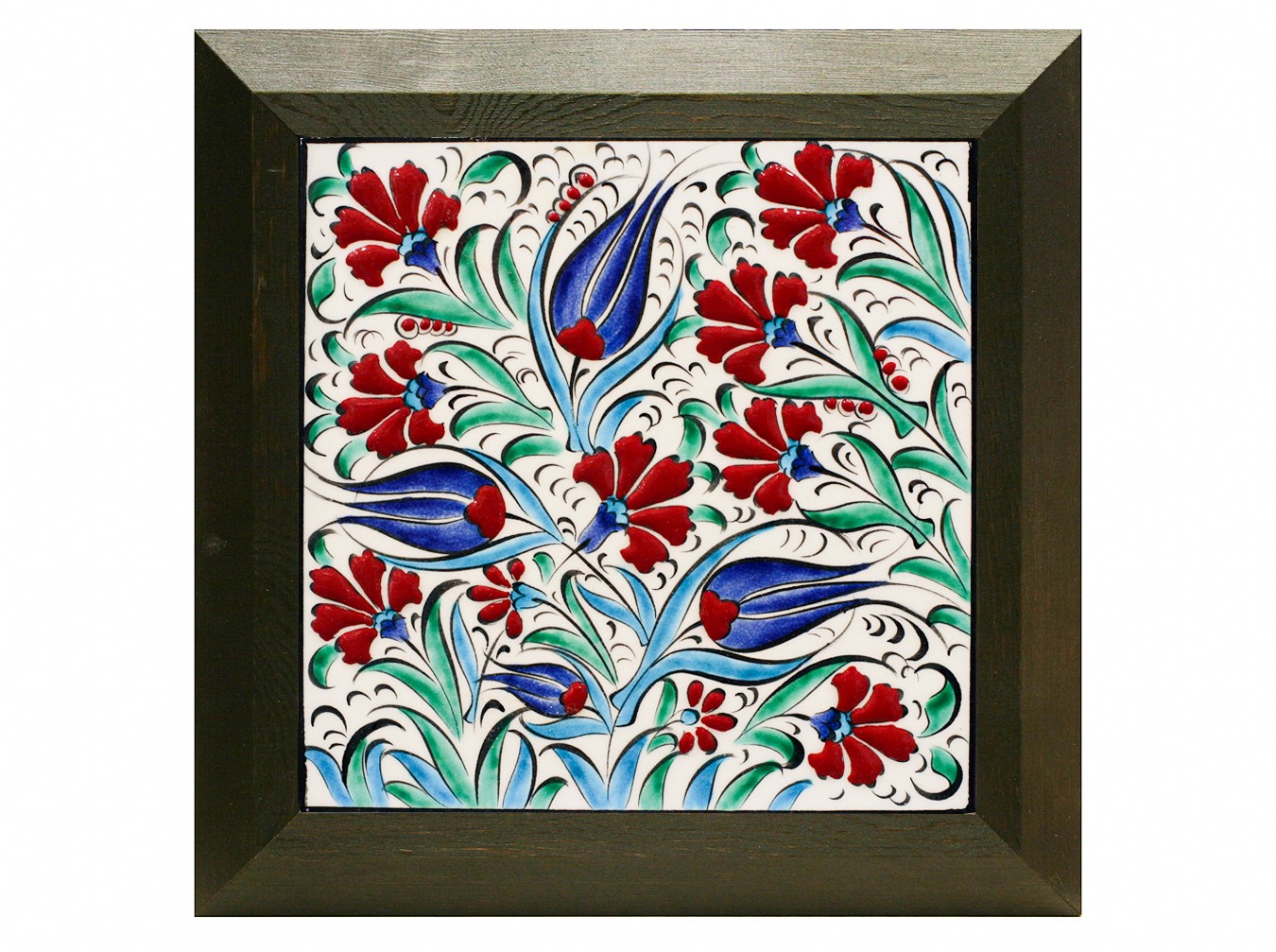 Hand Painted Turkish Ceramic Tile -  Handmade Decorative Floral Patterned Tile - 8 in [20Cm] - Zeem Ceramic