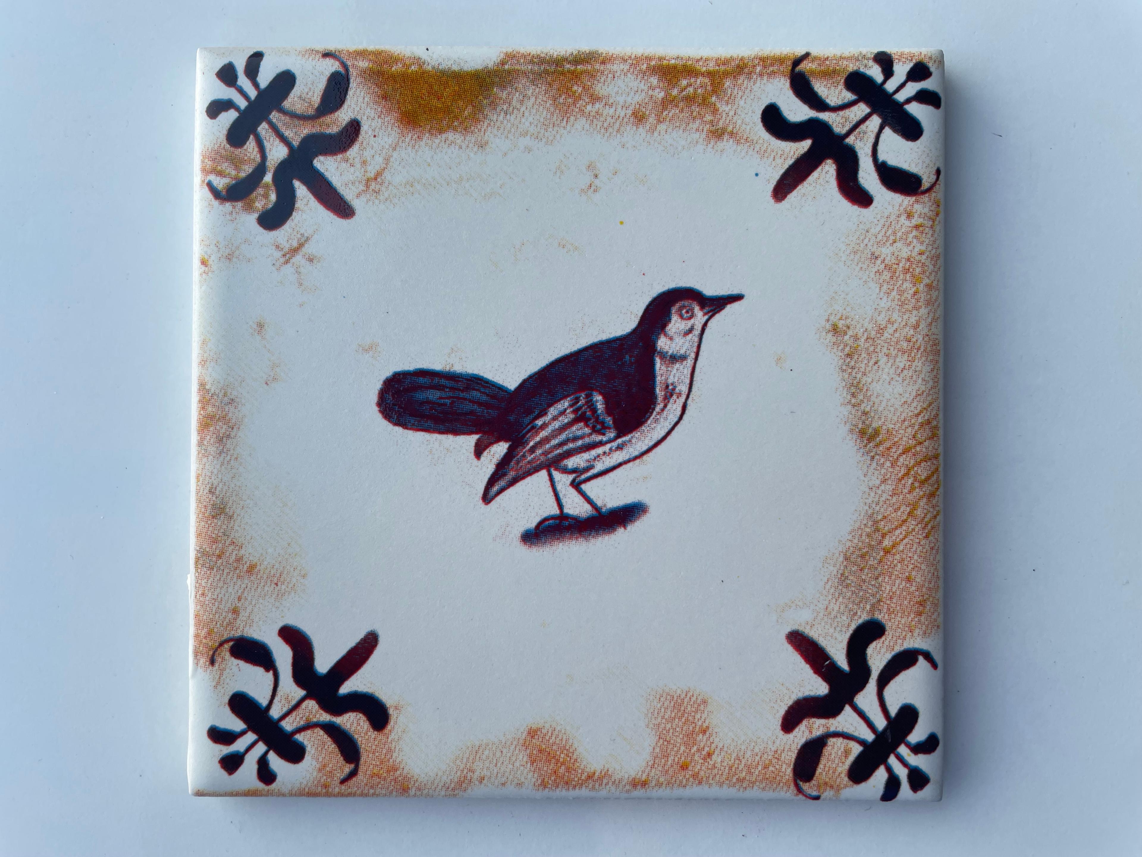 Hand-Printed Dutch Tile Designs - Handcrafted Backsplash 3.7" Tile with Traditional Pattern