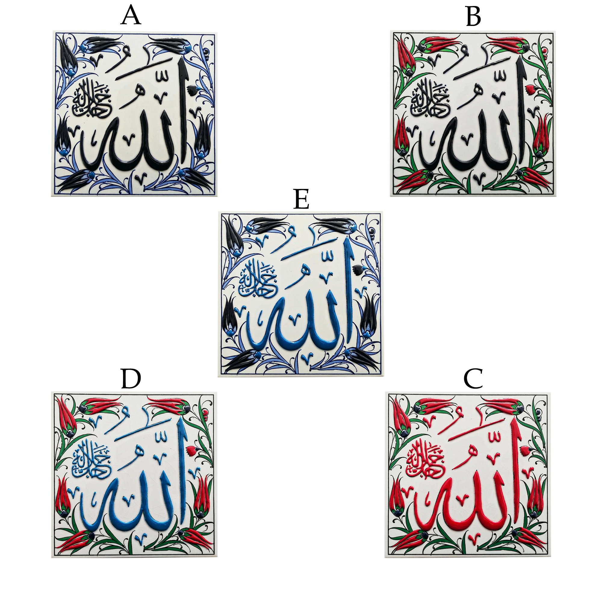 Hand Painted Turkish Ceramic Tile -  Handmade Decorative Islamic Patterned Tile - 8 in [20Cm] - Zeem Ceramic