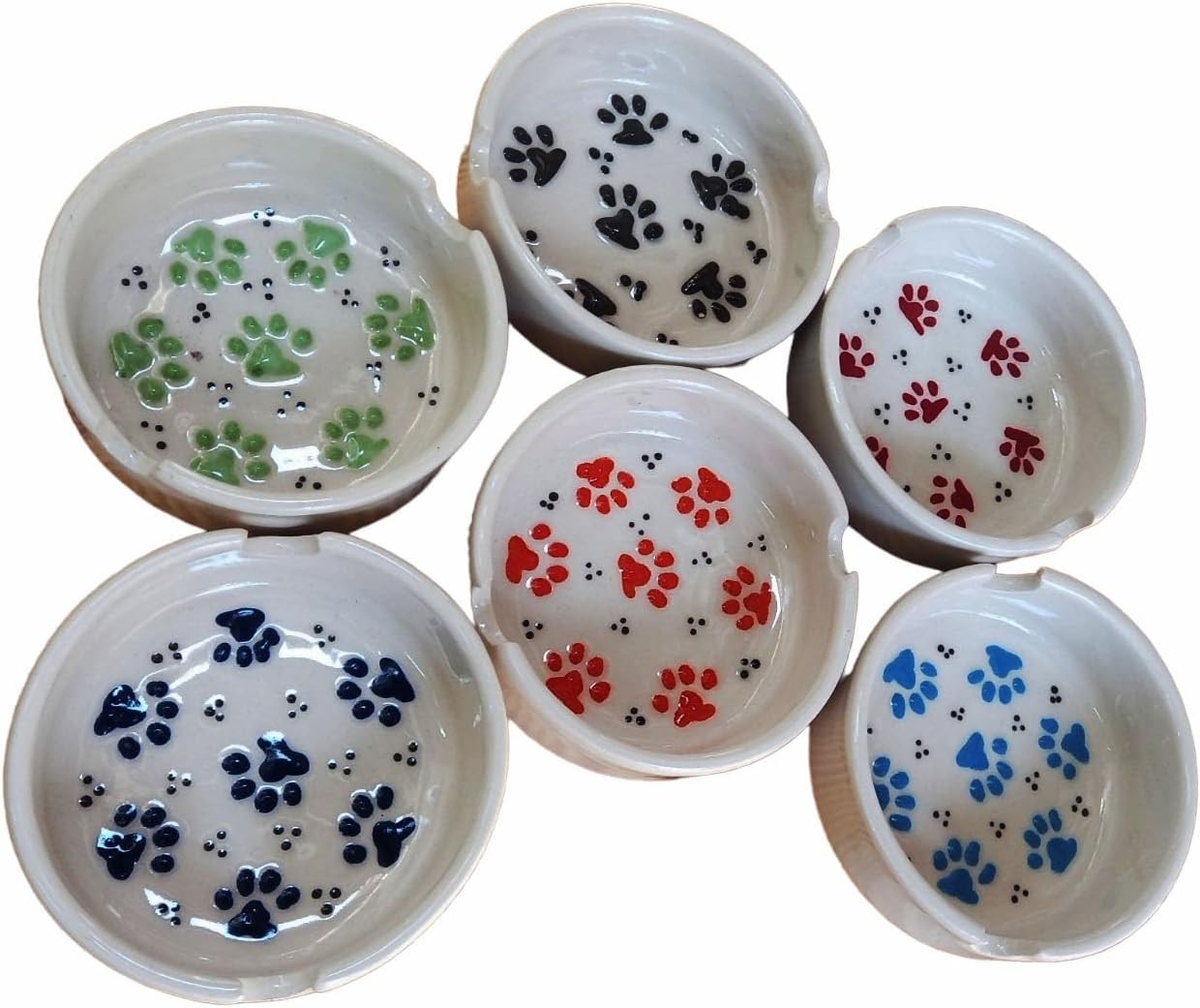 Hand-Painted Ceramic Ashtray - Paw Design and Assorted Colors