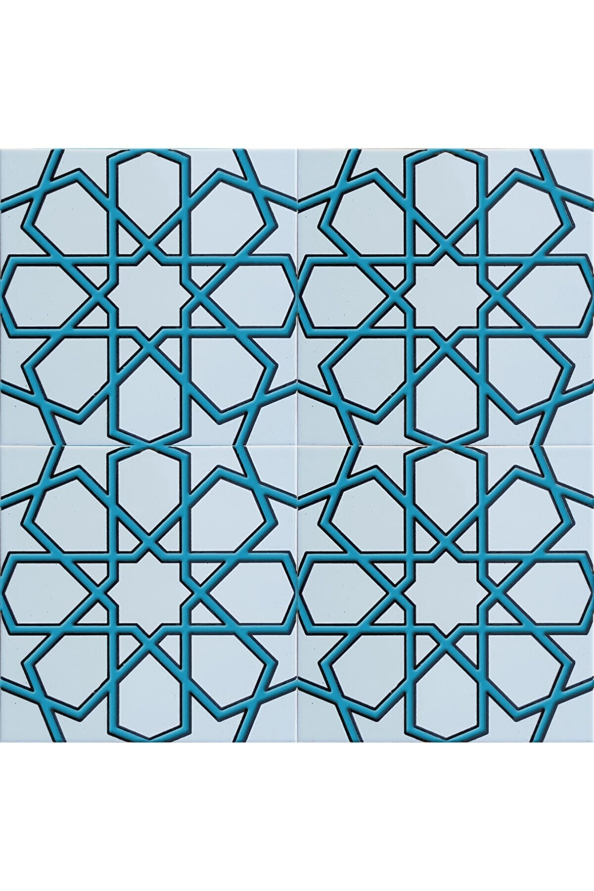 Handcrafted Ceramic Tile -  Screenprinting Bathroom Floor Tile with Geometrical Pattern - 8 in [20Cm]