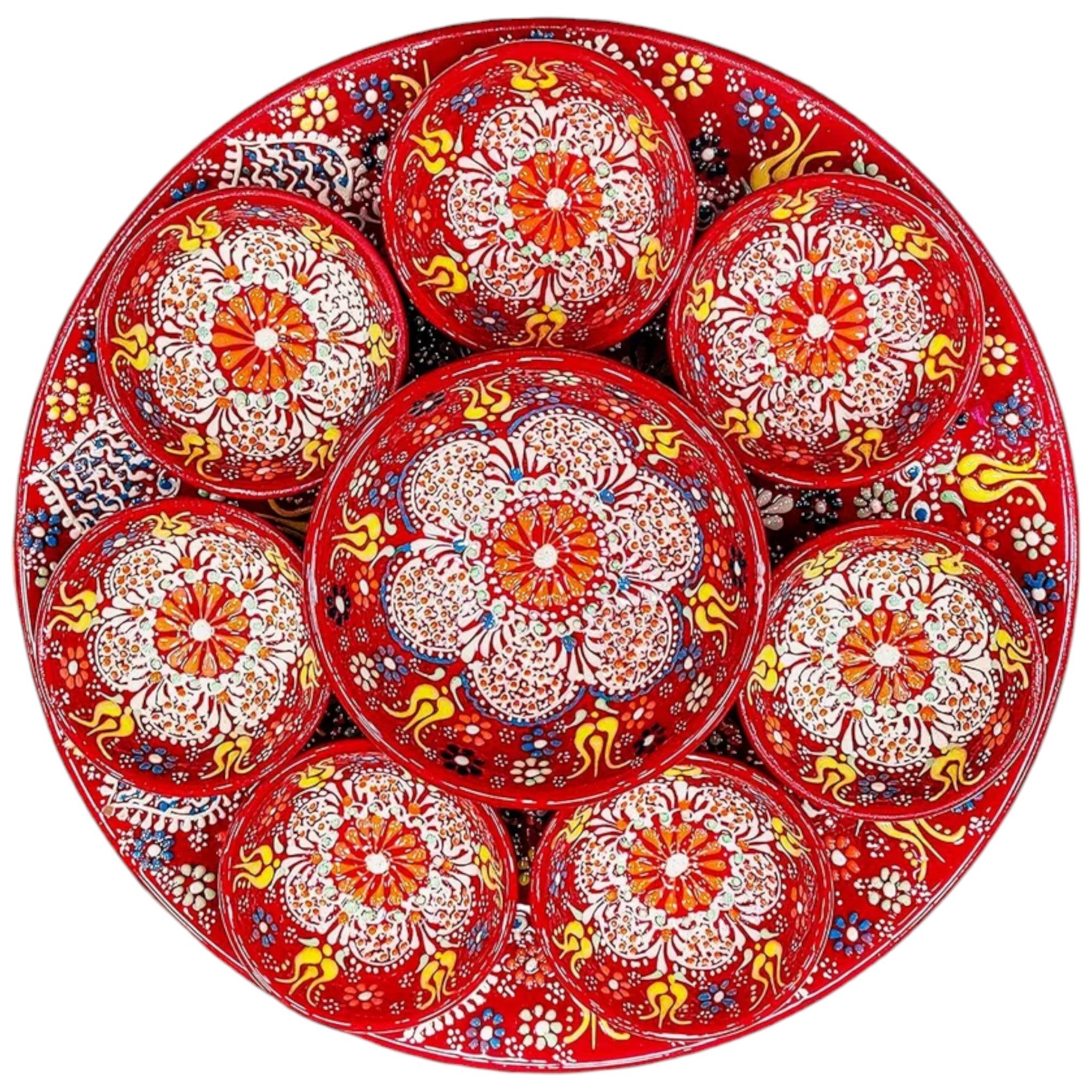 Serving Platter & Dish Set – Handcrafted Elegance for Nuts, Dips, Snacks, Tapas and Breakfast Tables | Zeem Ceramic  - Red