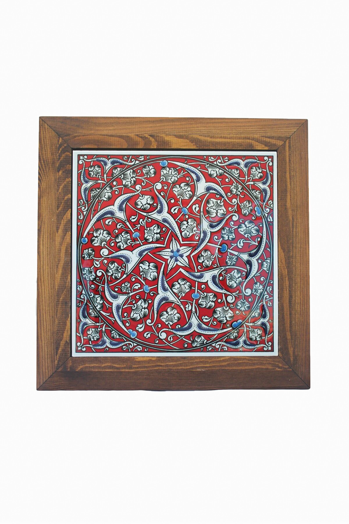 Hand Painted Turkish Ceramic Tile -  Handmade Decorative Floral Patterned Tile - 8 in [20Cm] - Zeem Ceramic