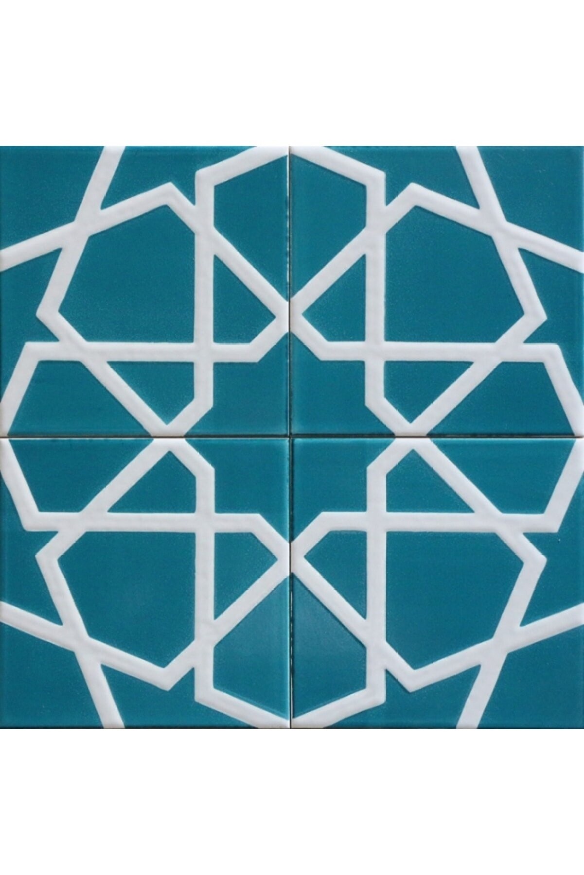 Handcrafted Ceramic Tile -  Screenprinting Bathroom Floor Tile with Geometrical Pattern - 8 in [20Cm]