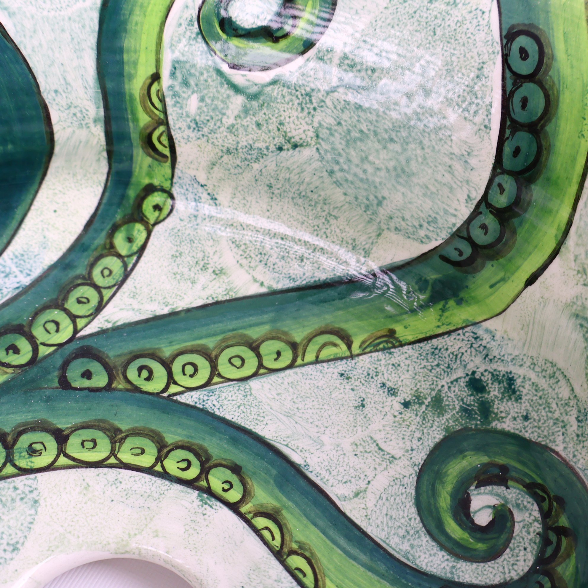 Bathroom Vessel Sink with Green Octopus Pattern