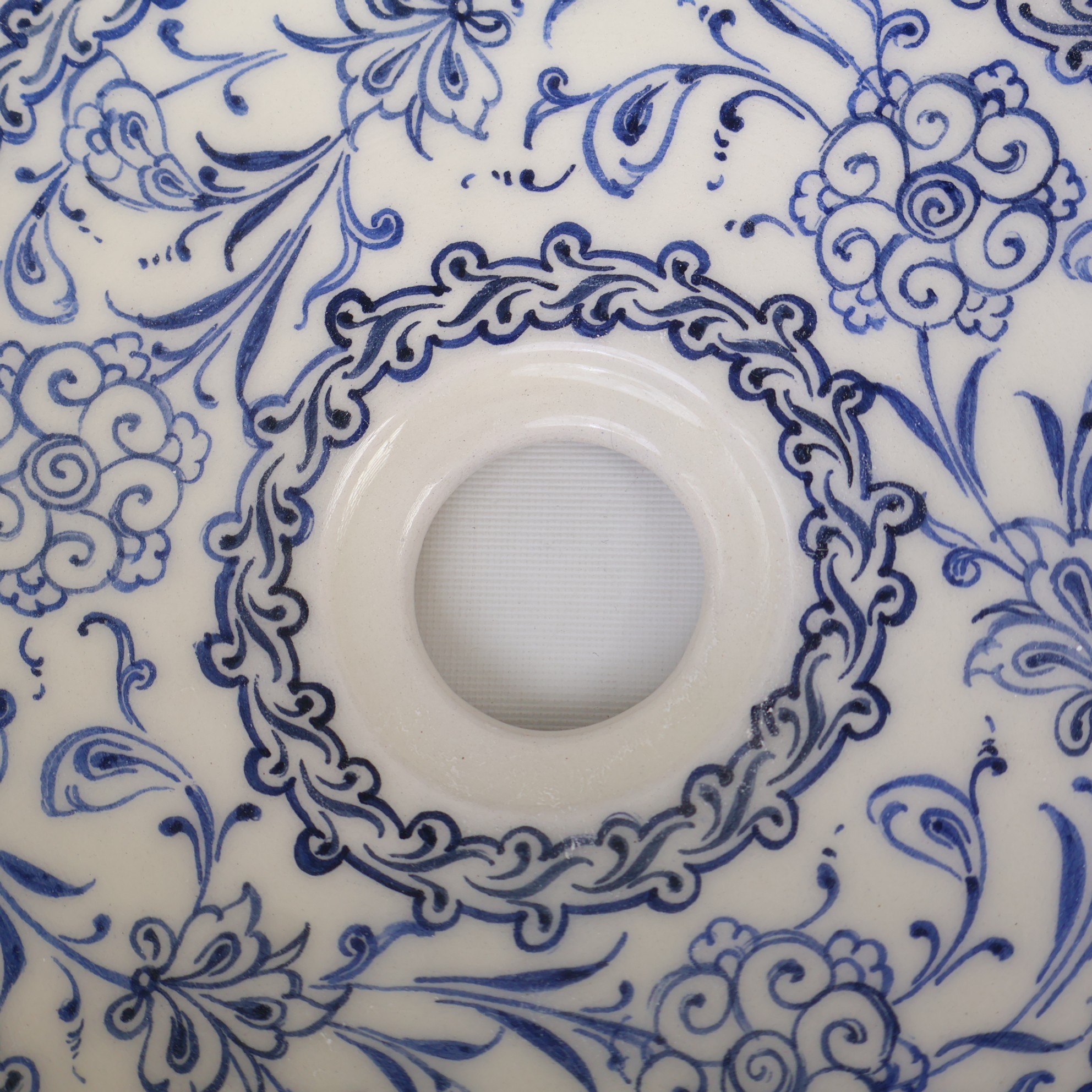 Ottoman-Inspired Floral Ceramic Sink – Handcrafted Blue & Ivory Bathroom Basin – Zeem Ceramic