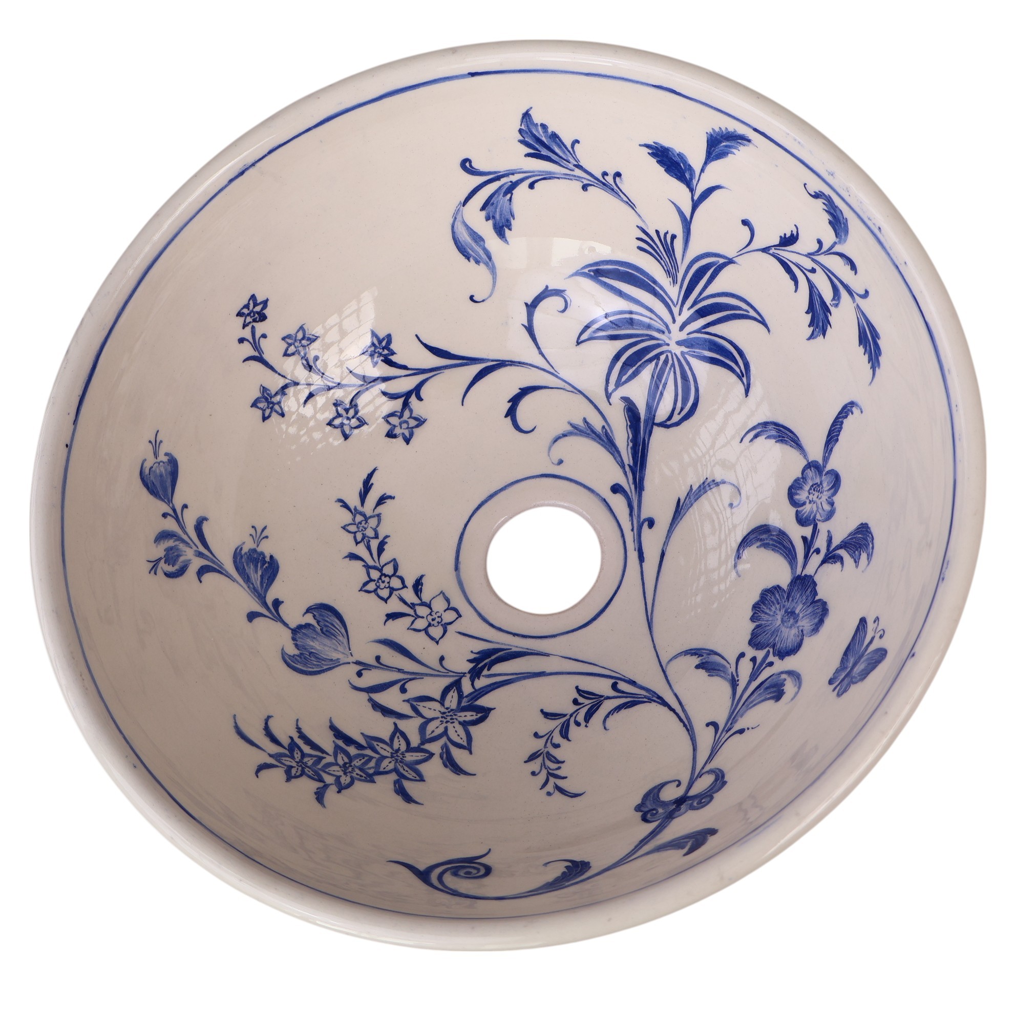 Handmade Blue Floral Ceramic Sink – Ottoman Art Inspired Basin – Zeem Ceramic