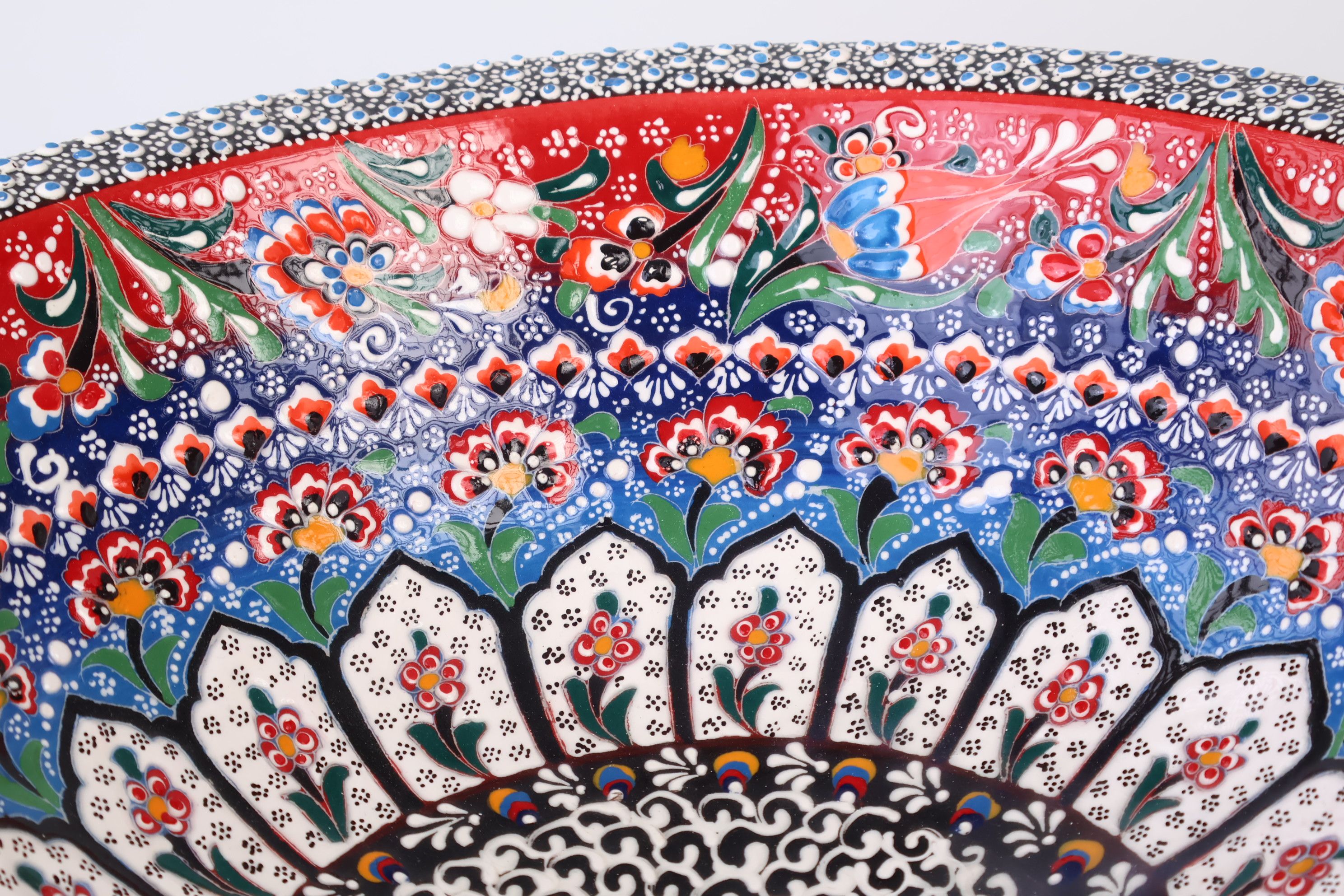 Hand-Painted Red Floral Ceramic Bathroom Vessel Sink – Artistic Washbasin for Kitchen or Bath