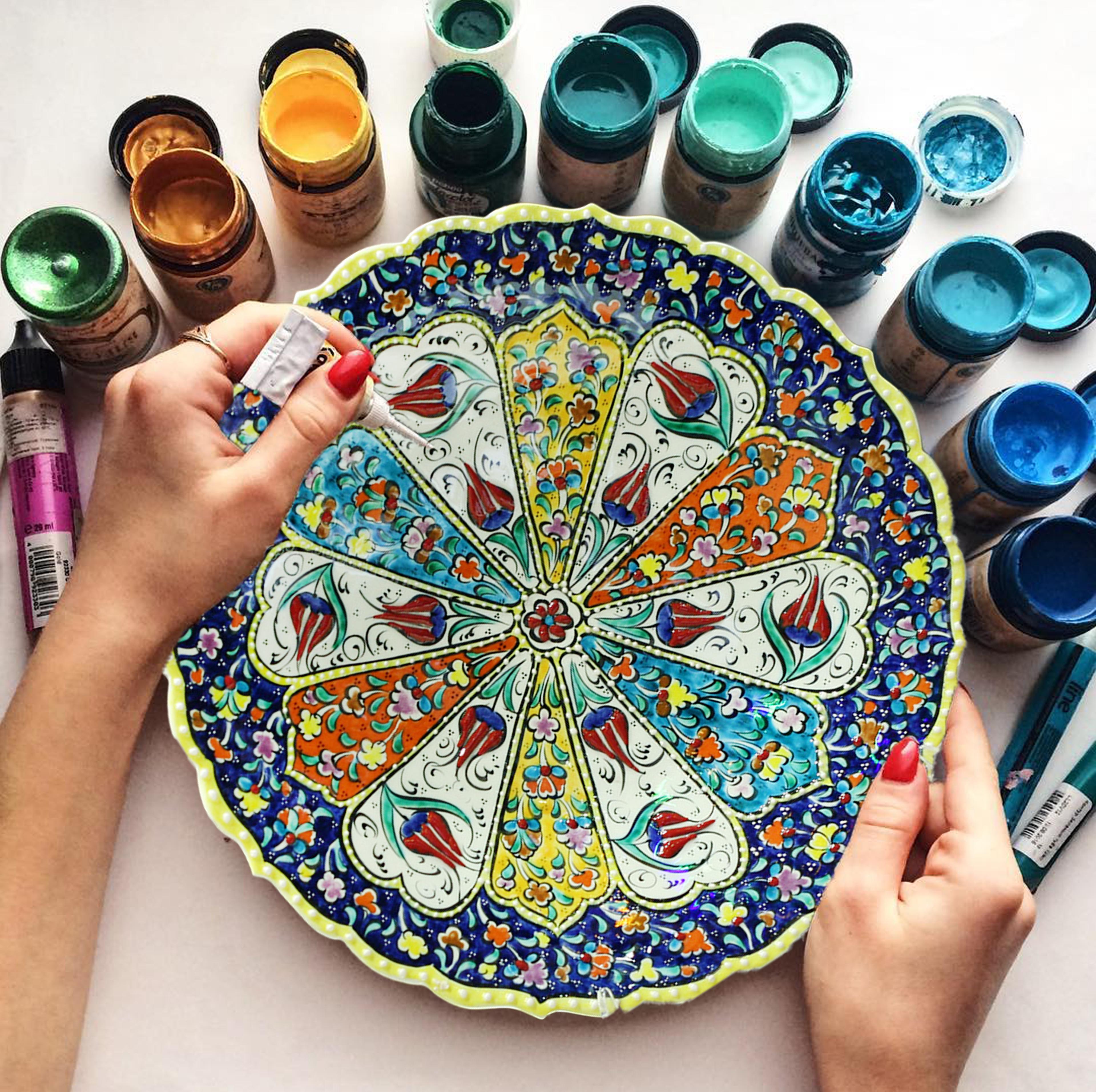 Hand-Painted Turkish Ceramic Dinner Plates - Perfect for Dining and Decor