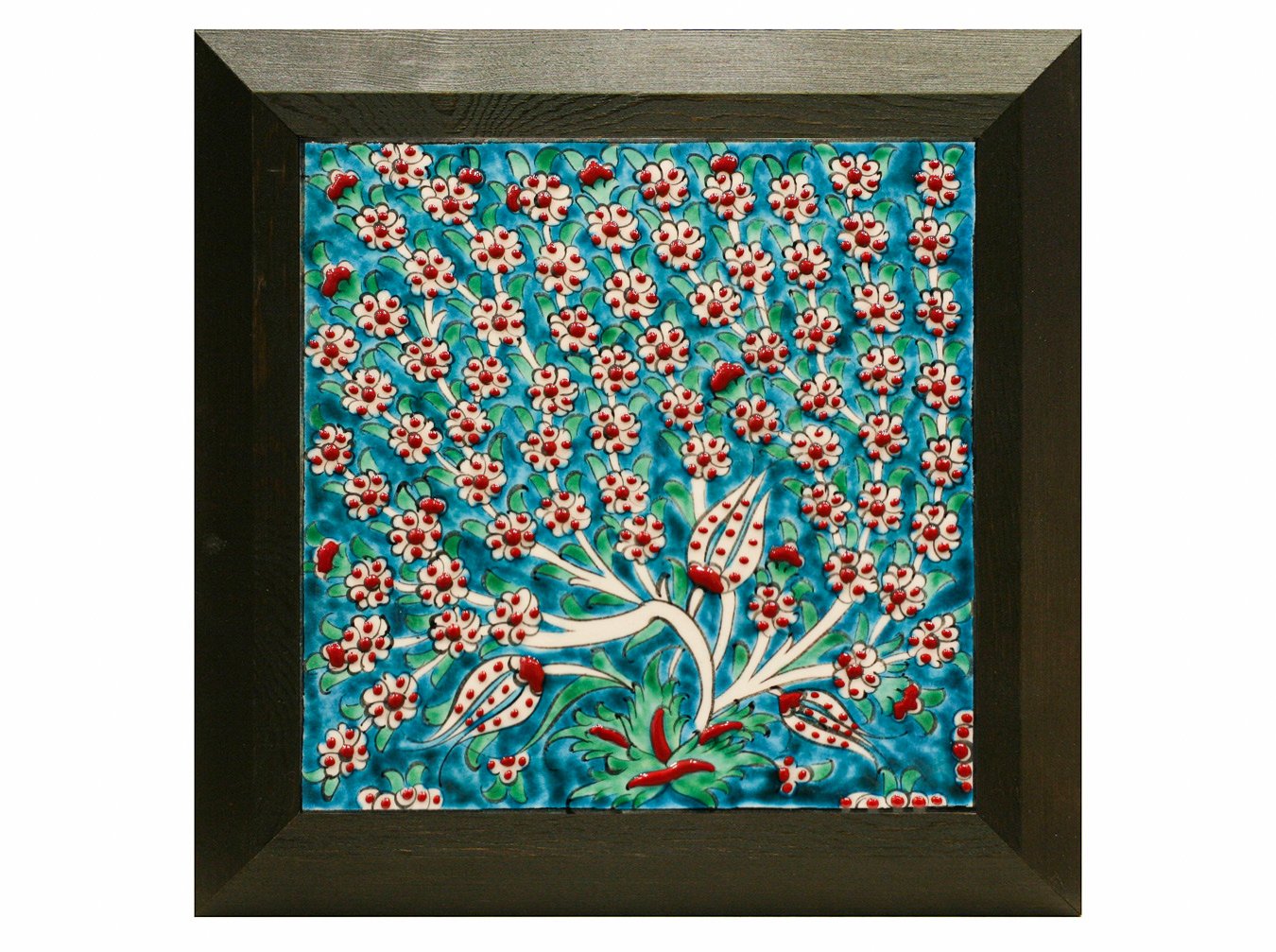 Hand Painted Turkish Ceramic Tile -  Handmade Decorative Floral Patterned Tile - 8 in [20Cm] - Zeem Ceramic