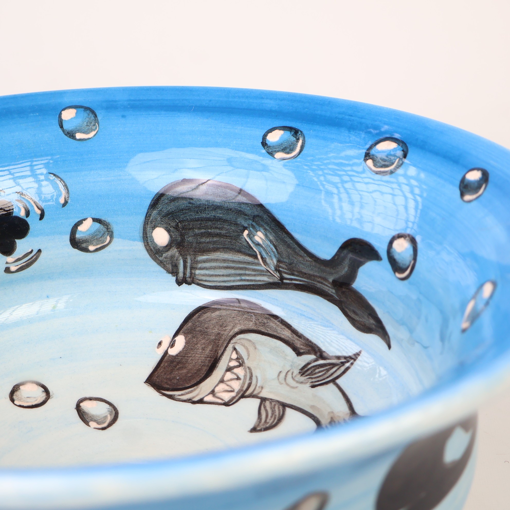 Bathroom Vessel Round Sink Basin - Shark and Octopus Pattern Washbasin