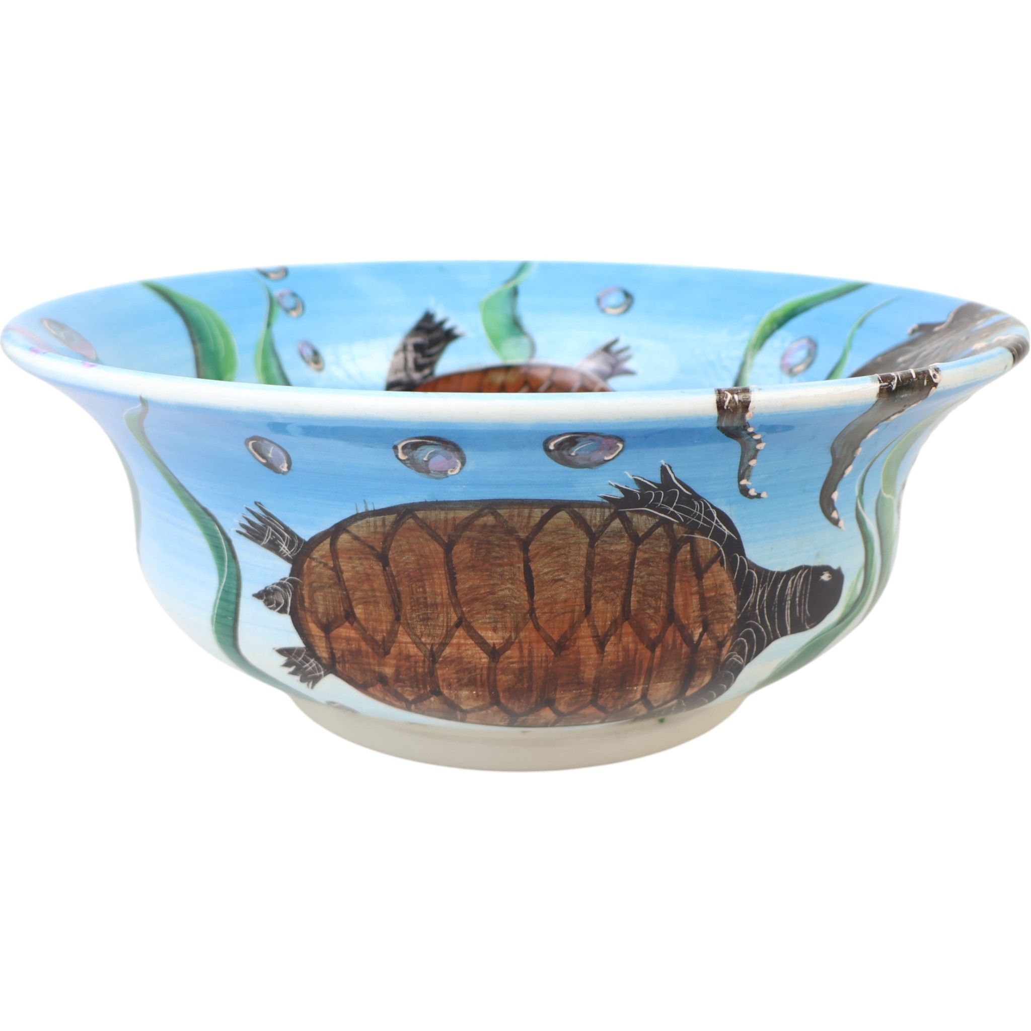 Bathroom Vessel Round Sink Basin - Octopus and Sea Turtle Pattern