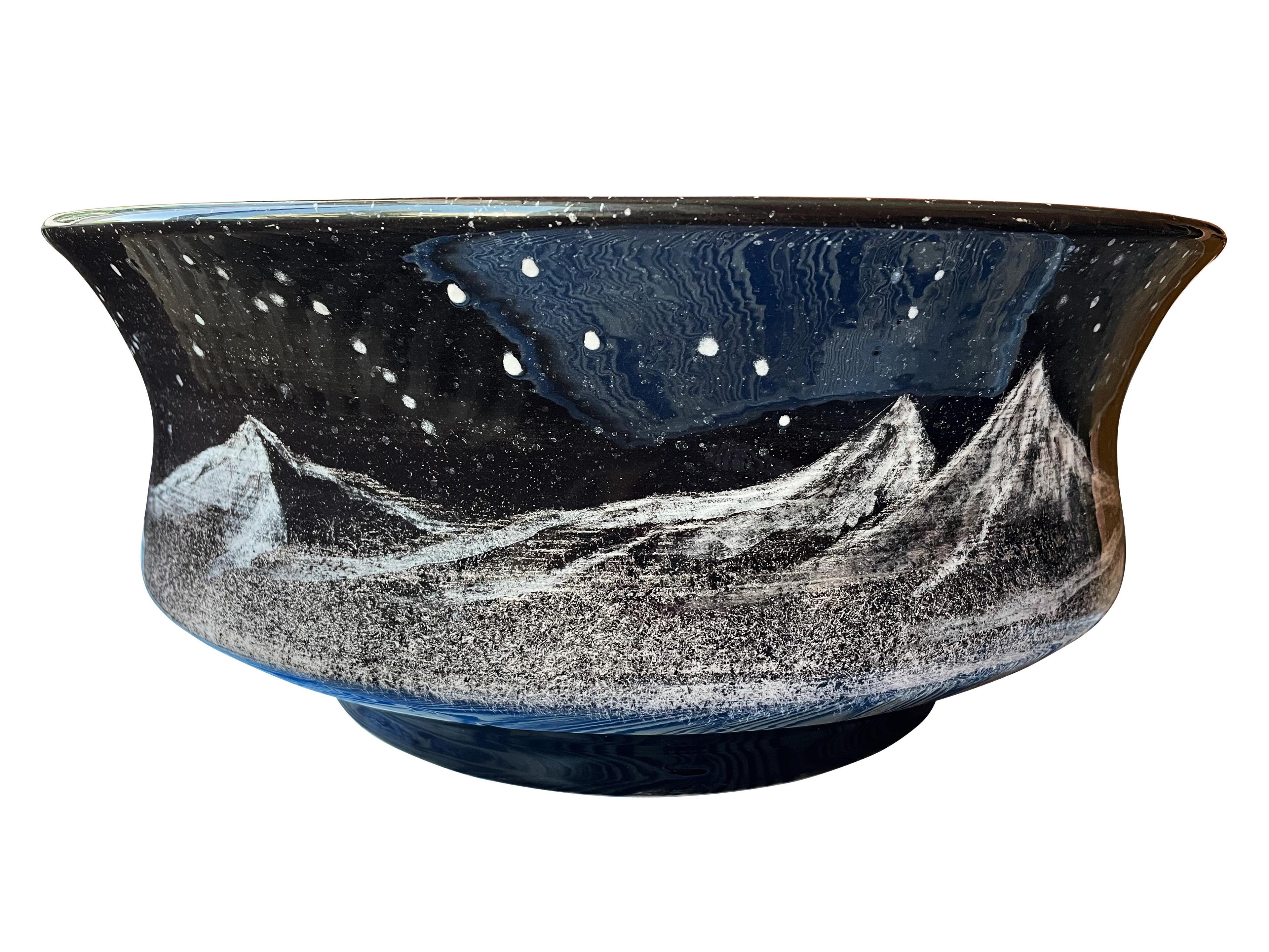 Bathroom Countertop Ceramic Vessel Sink - Black Night and Moon