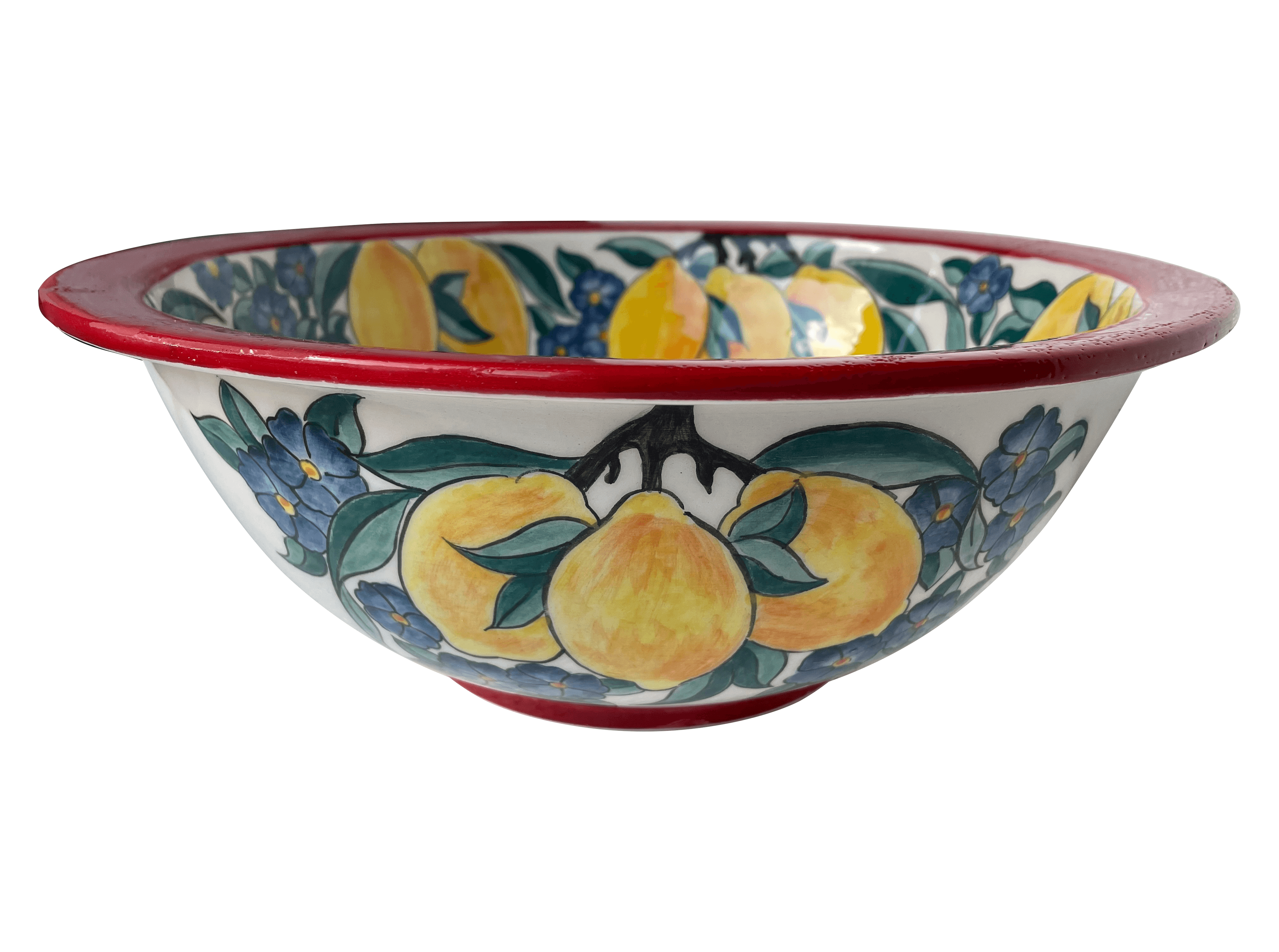 Hand Painted Bathroom Vanity Top Ceramic Vessel Sink - Lemons