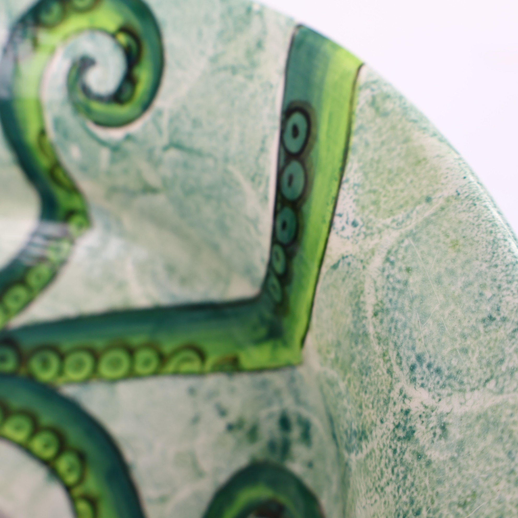 Bathroom Vessel Sink with Green Octopus Pattern