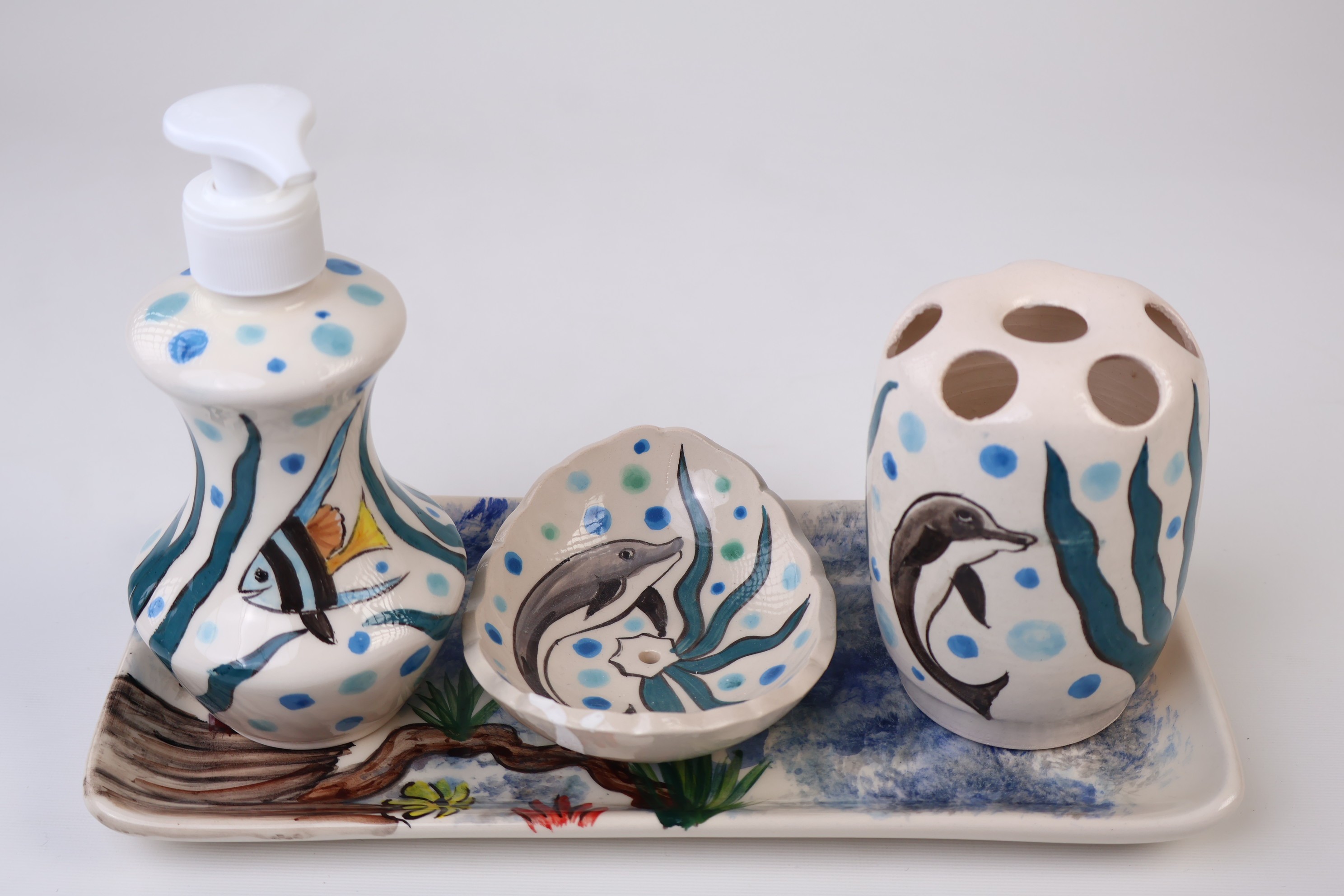 Stylish Hand-Painted Ceramic Bathroom Accessories & Dolphin | Zeem Ceramic