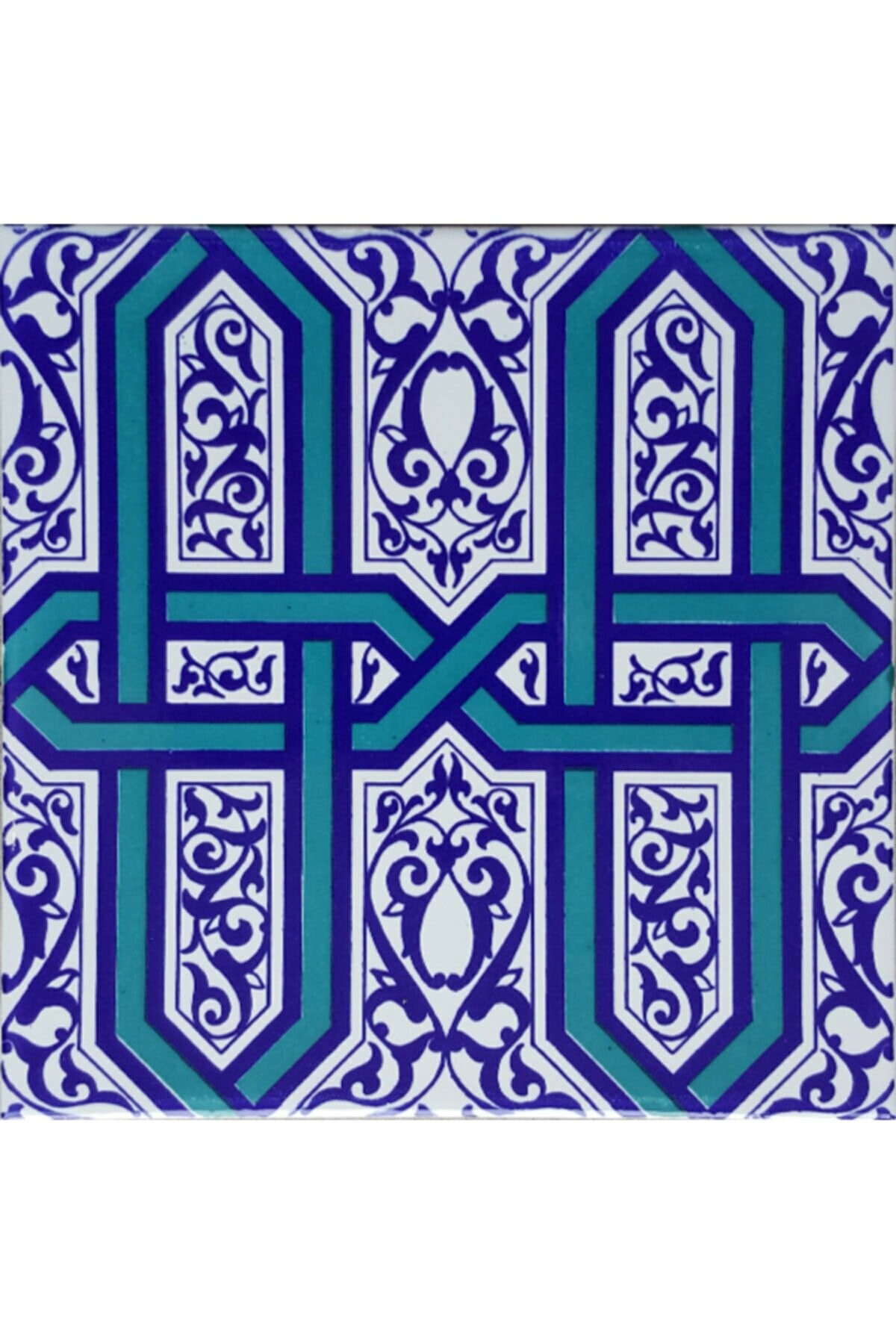 Unique Ceramic Turkish Ceramic Tile - Handcrafted Floor Tile with Floral Pattern - 8 in [20Cm]