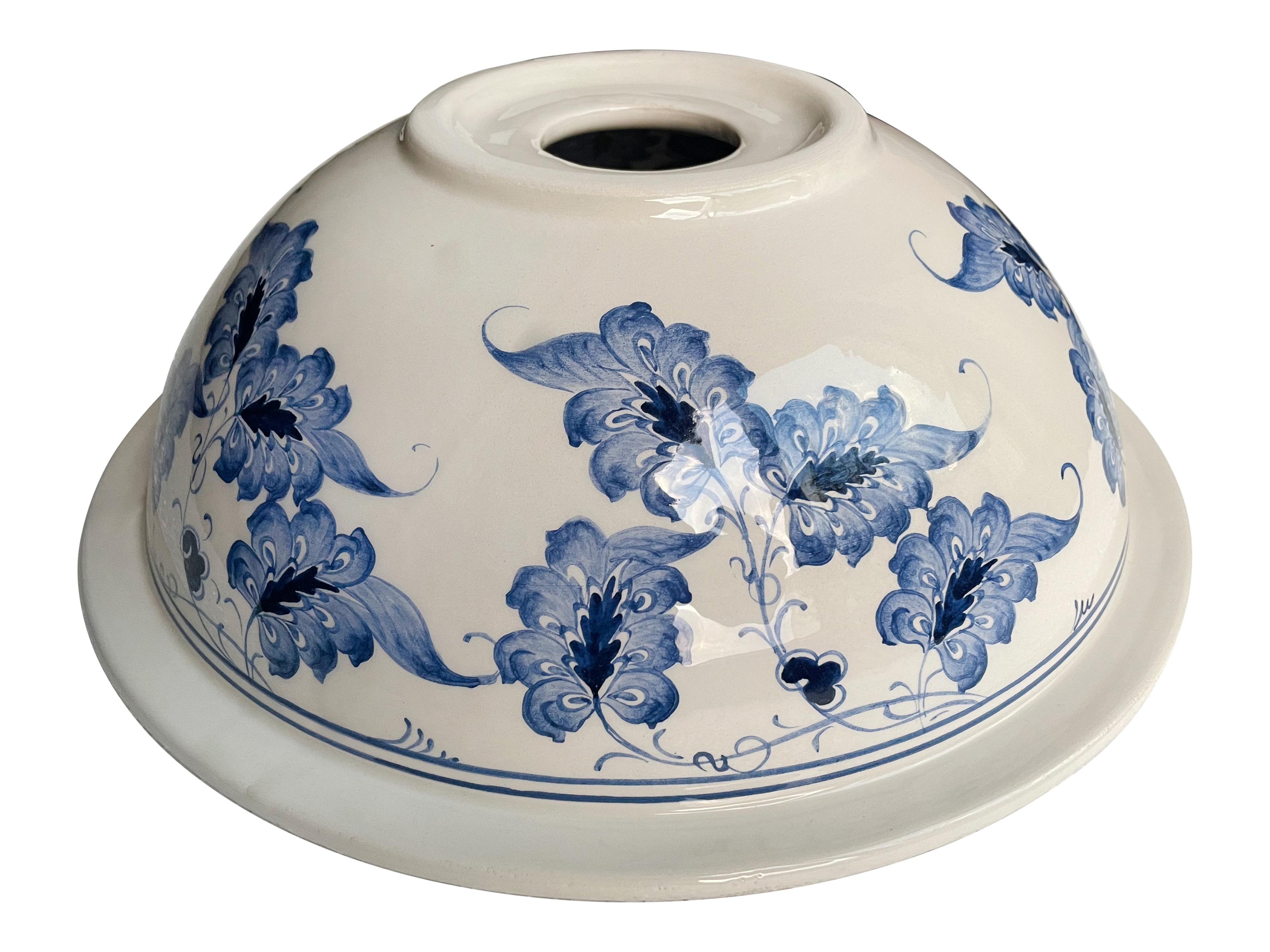 Hand Painted Bathroom Ceramic Vessel Sink Countertop - Bleu Blanc