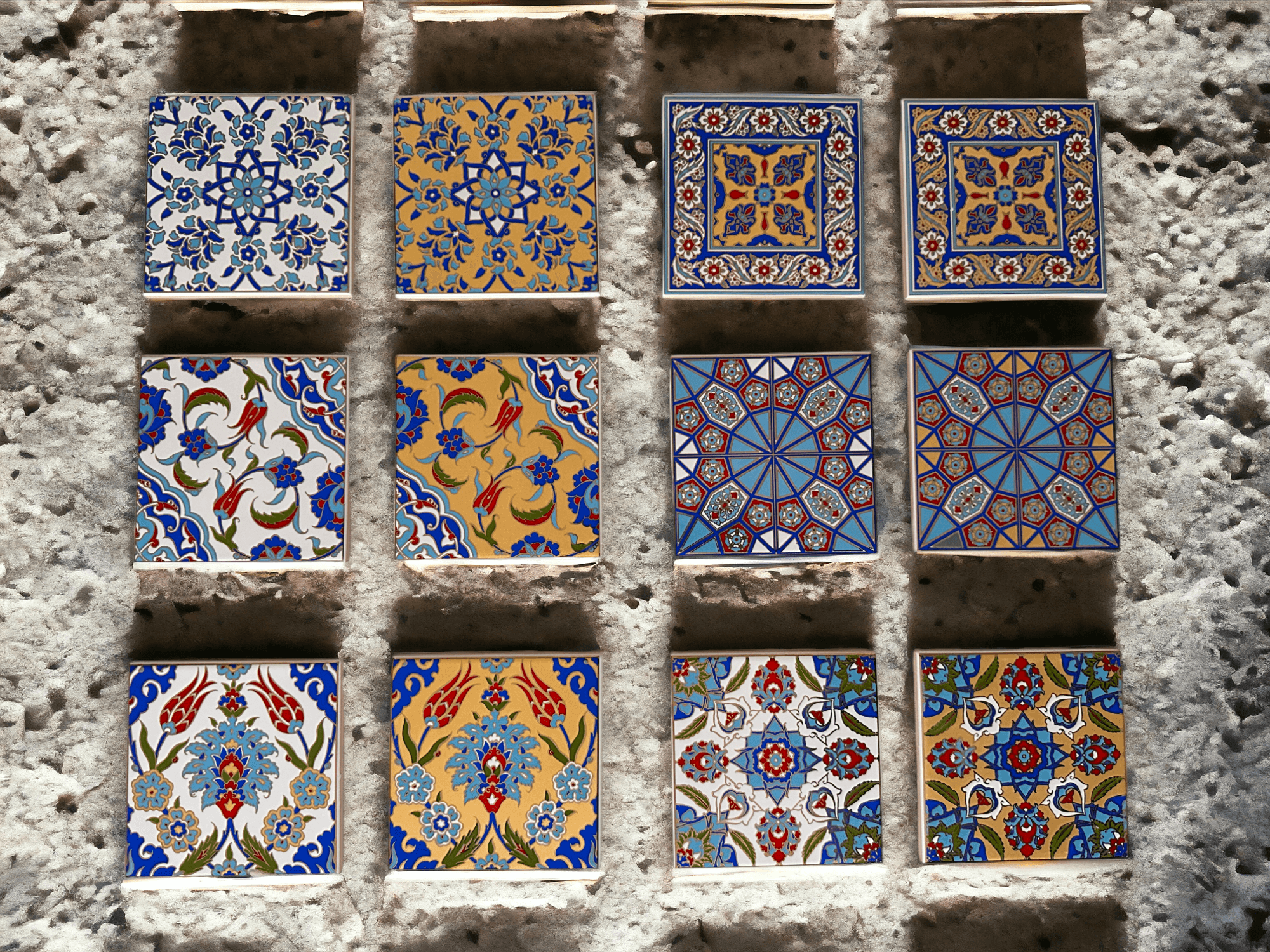 Hand-Printed Islamic Tile Designs - Handcrafted Backsplash 3.7" Tile with Traditional Pattern