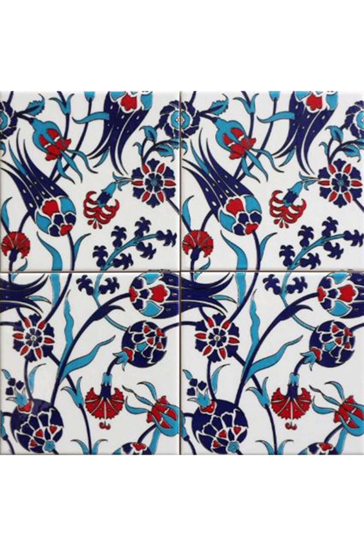 Handcrafted Ceramic Tile -  Screenprinting Bathroom Floor Tile with Floral Pattern - 8 in [20Cm]