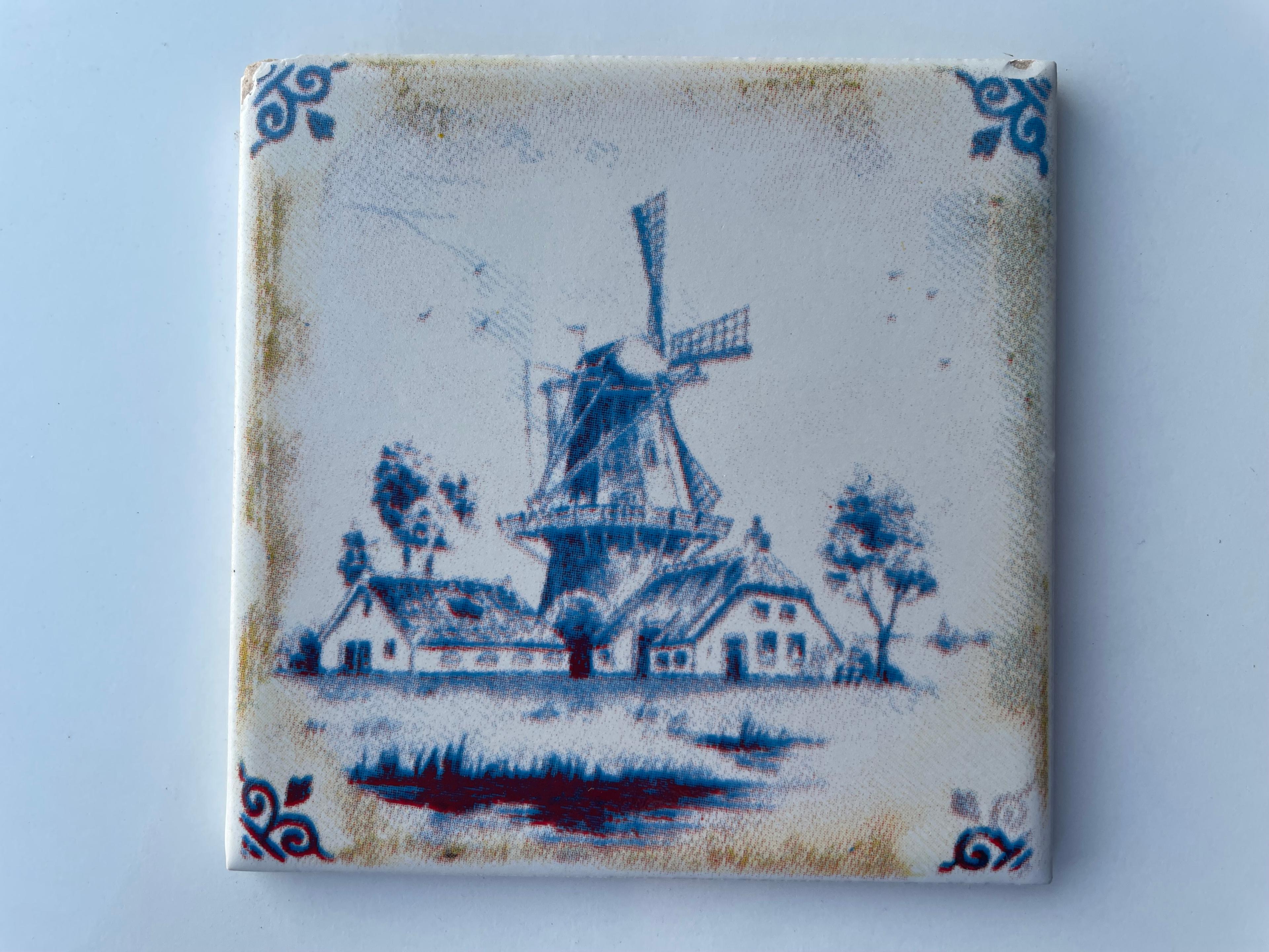 Hand-Printed Dutch Tile Designs - Handcrafted Backsplash 3.7" Tile with Traditional Pattern