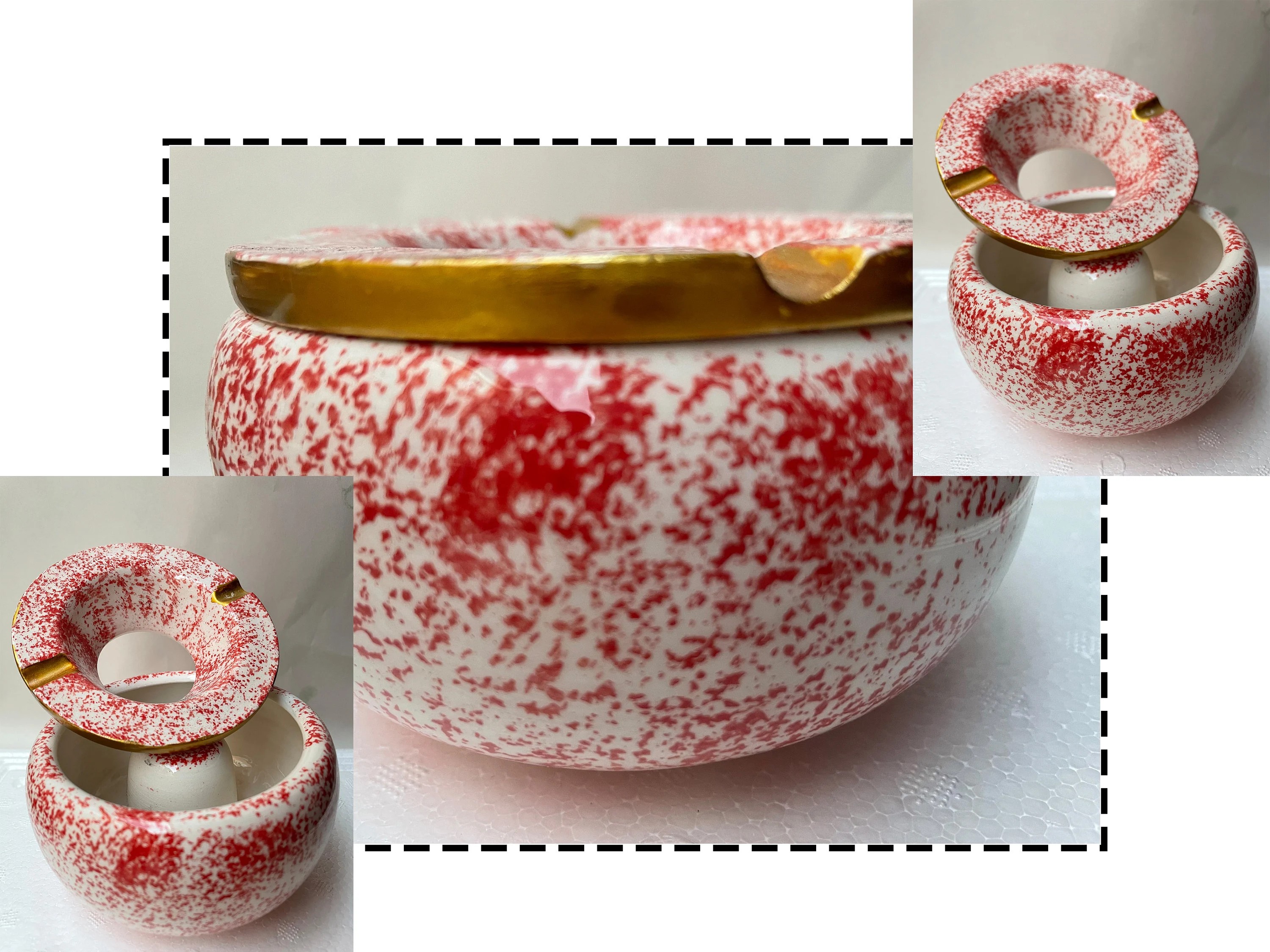 Handcrafted Ceramic Ashtray - Embossed Floral Patterns (Variety of Colors)