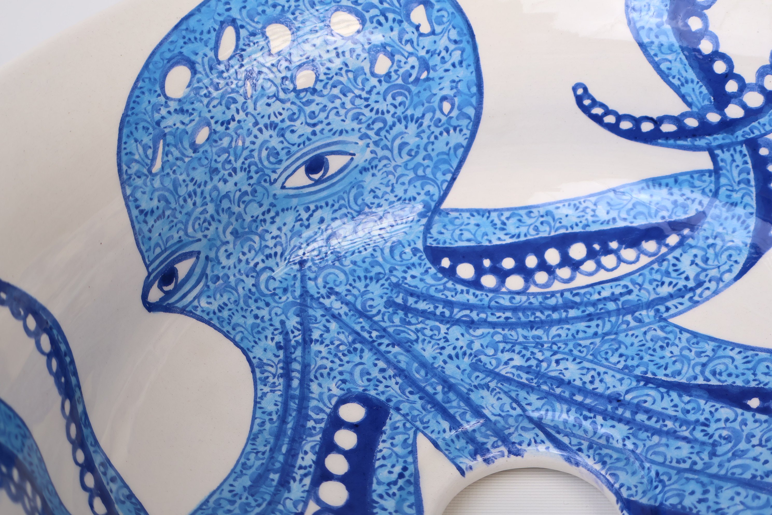 Mediterranean Blue Octopus Ceramic Sink - Handmade and Unique