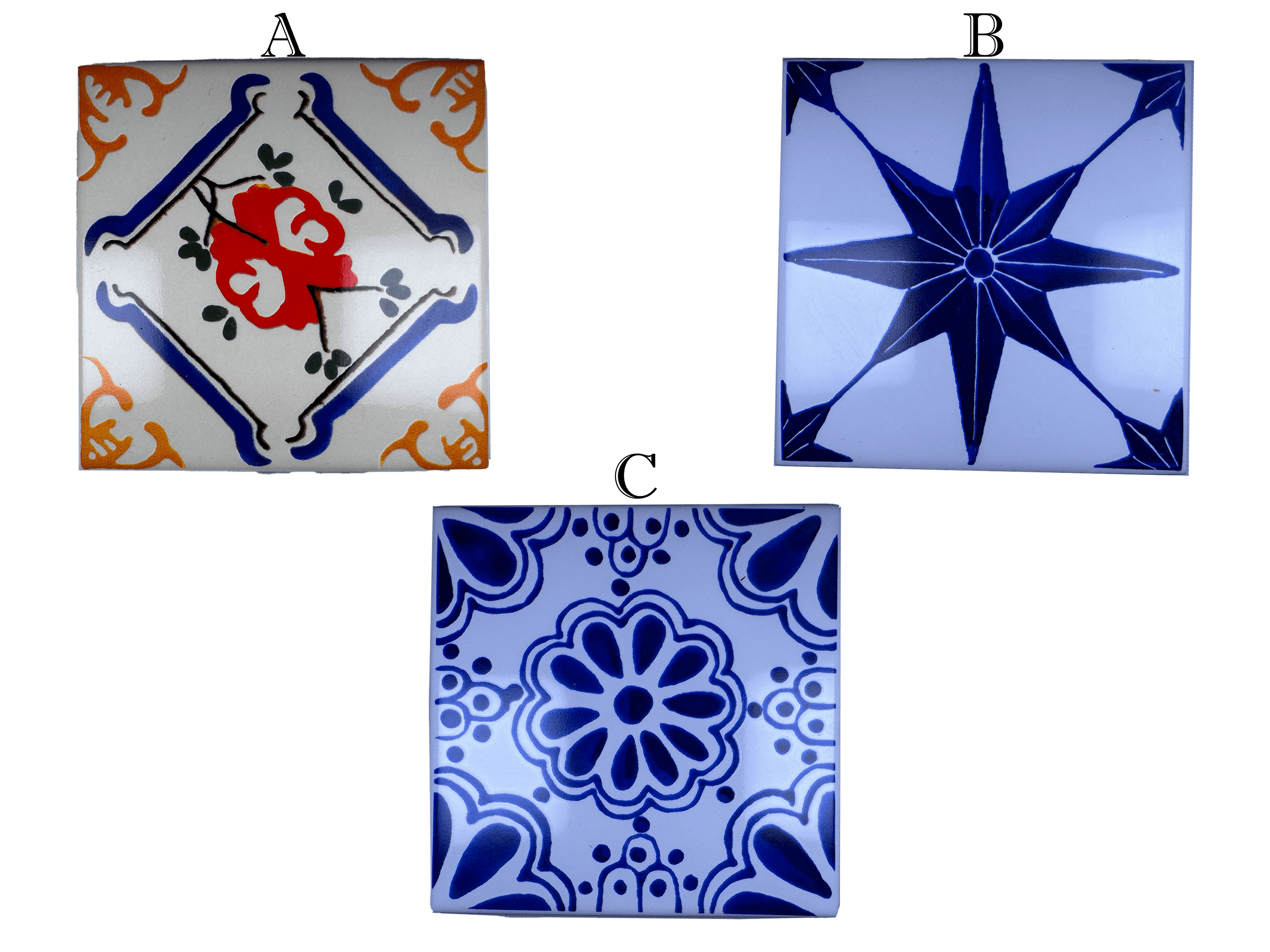 Hand-Printed Portuguese Tile Designs - Handcrafted Backsplash 3.7" Tile with Traditional Pattern