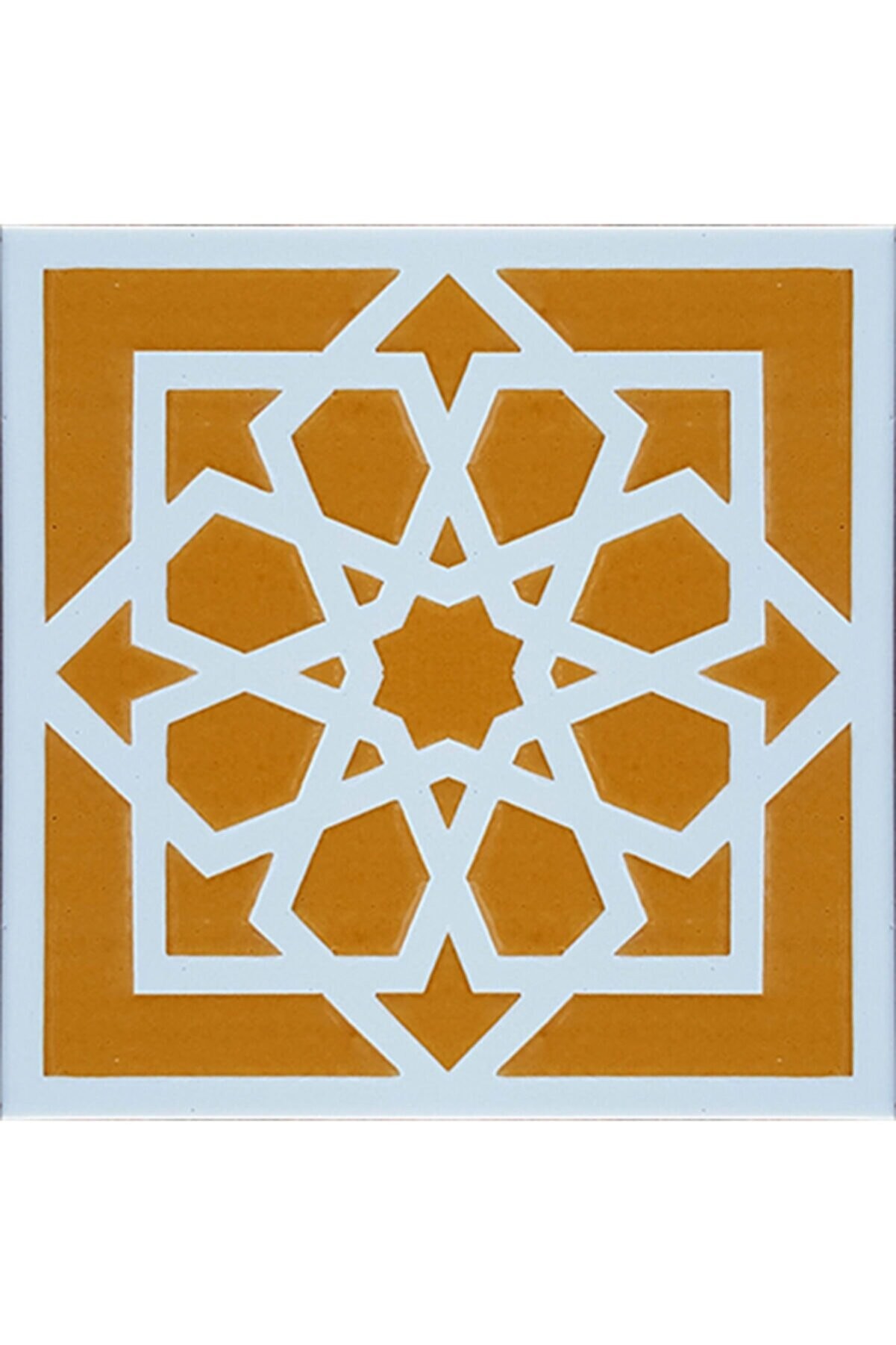 Handcrafted Ceramic Tile -  Screenprinting Bathroom Floor Tile with Geometrical Pattern - 8 in [20Cm]