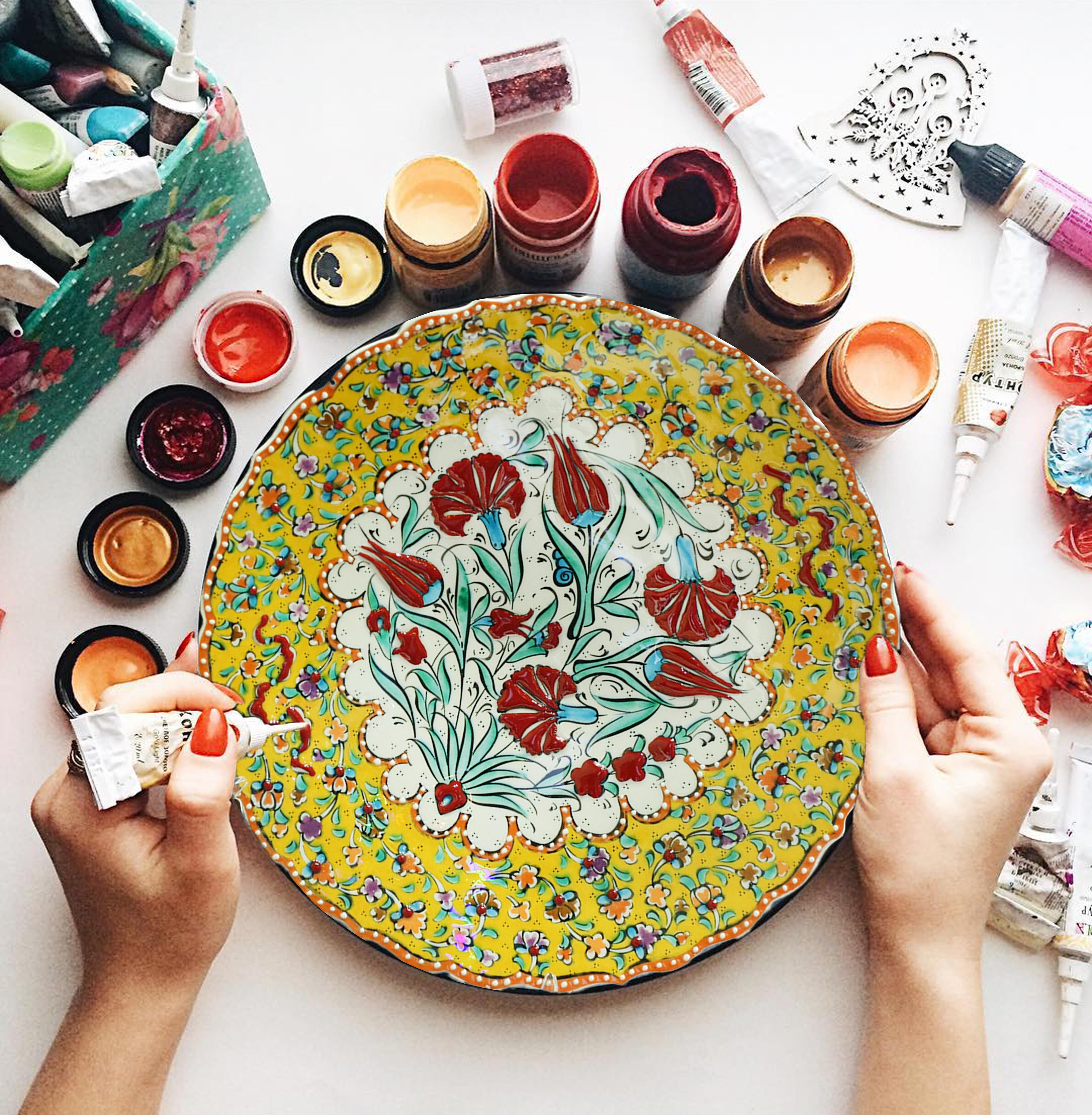 Hand-Painted Turkish Ceramic Dinner Plates - Perfect for Dining and Decor