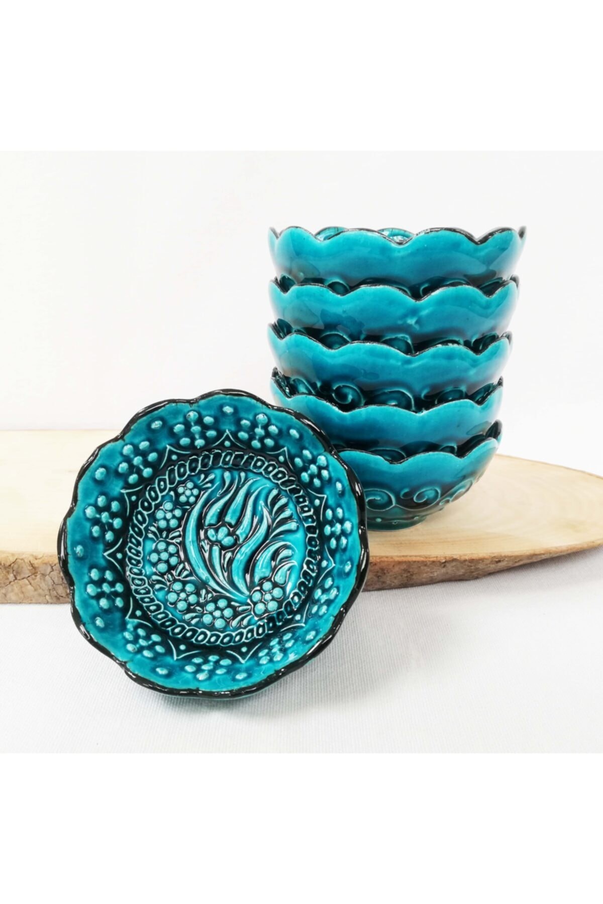 Artisan Hand Painted Ceramic Dipping & Condiment Turquise and Blue Bowls - Turquoise