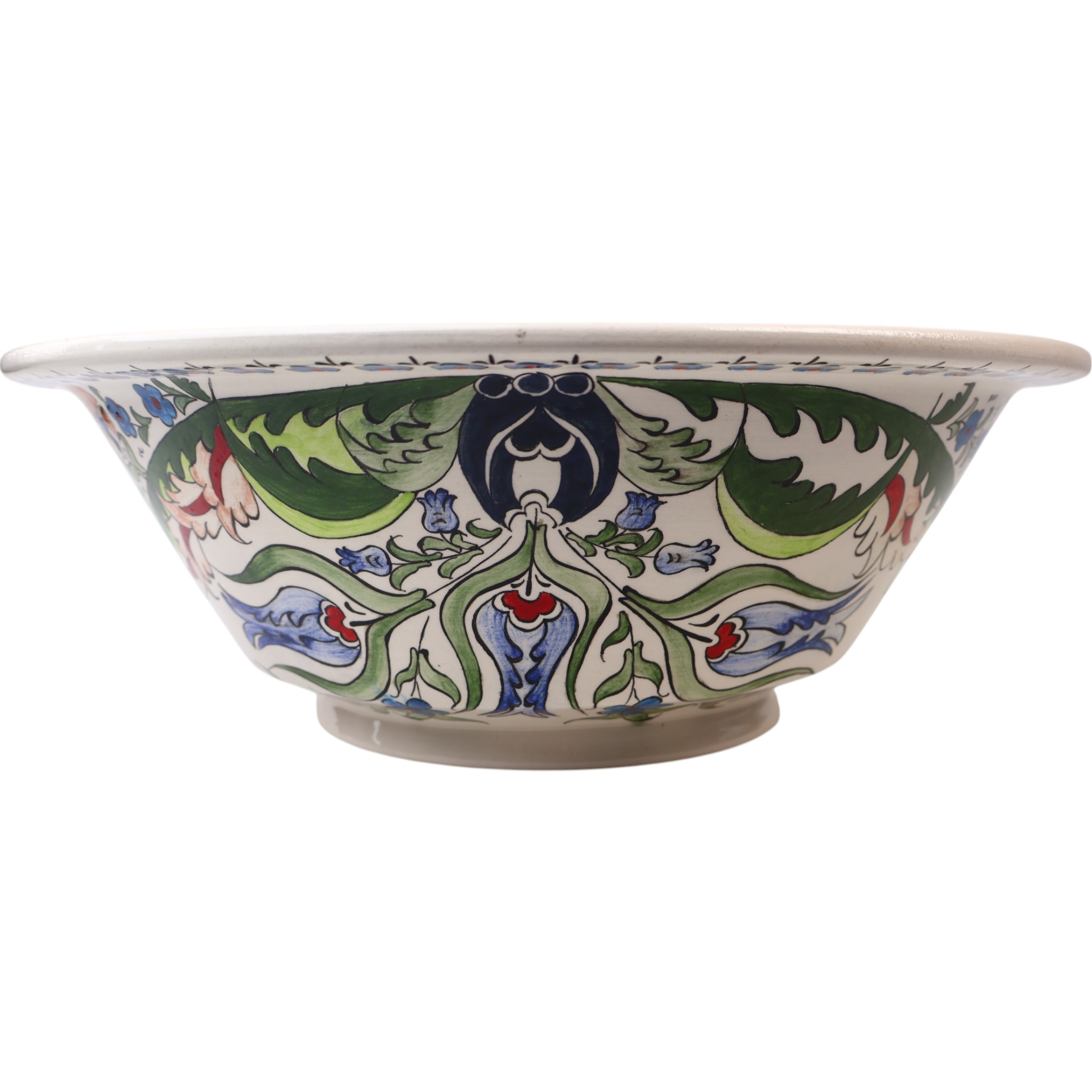 Hand-Painted Ceramic Sink - Turkish Ceramic Bowl Sink | Iznik-Inspired Vibrant Floral Ceramic Decor for Bathroom Remodeling