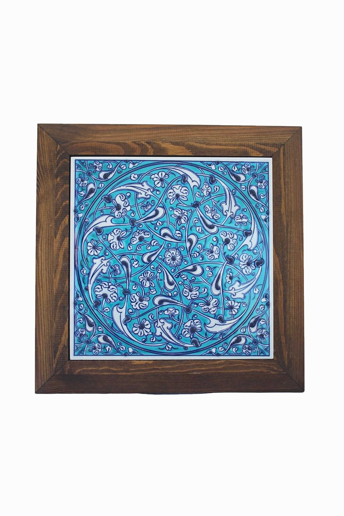 Hand Painted Turkish Ceramic Tile -  Handmade Decorative Rumi Patterned Tile - 8 in [20Cm] - Zeem Ceramic