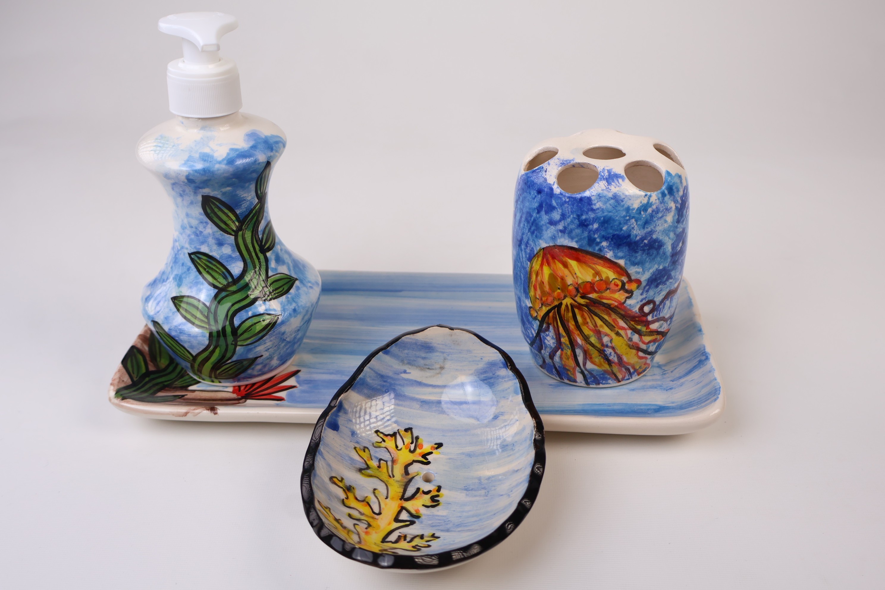 Unique Hand-Painted Bathroom Set & Sea - Zeem Ceramic Quality