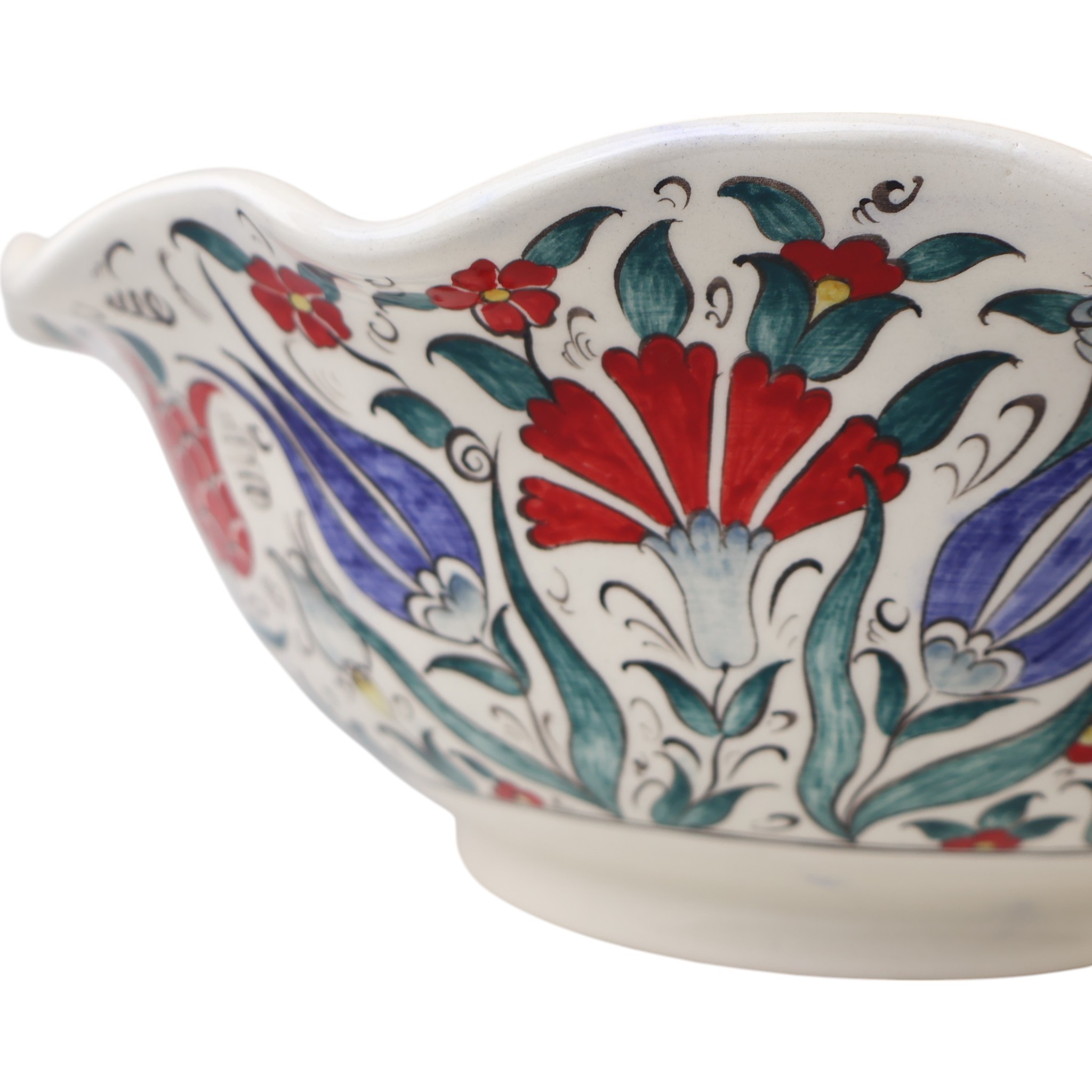 Turkish Ceramic Sink Bowl | Iznik-Inspired Vibrant Floral Ceramic Washbasin for Bathroom Remodeling