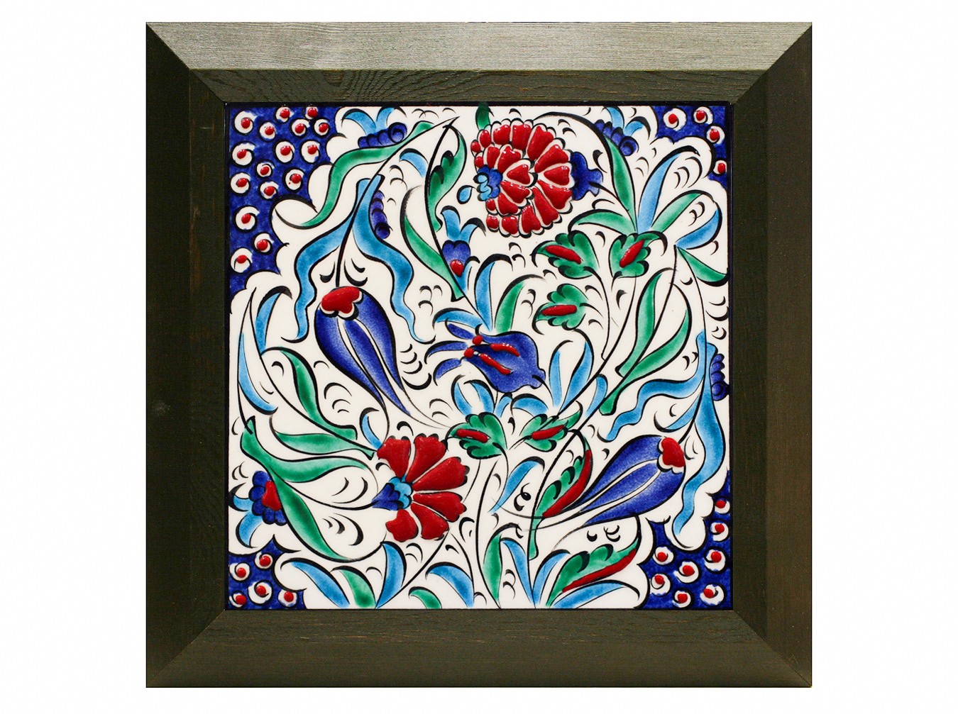 Hand Painted Turkish Ceramic Tile -  Handmade Decorative Floral Patterned Tile - 8 in [20Cm] - Zeem Ceramic