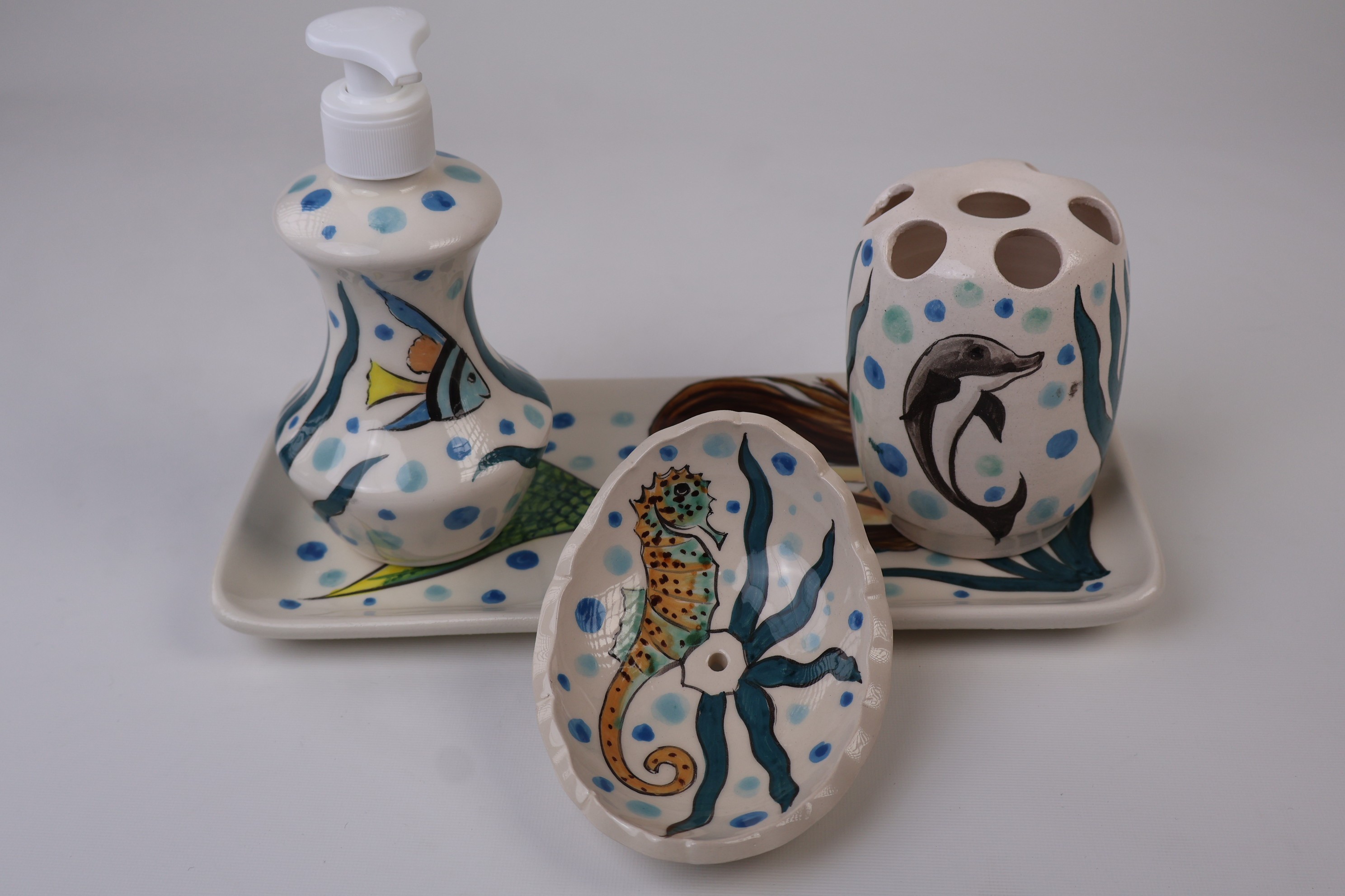 Hand-Painted Ceramic Bathroom Décor Set & Mermaid and Sea | Zeem Ceramic