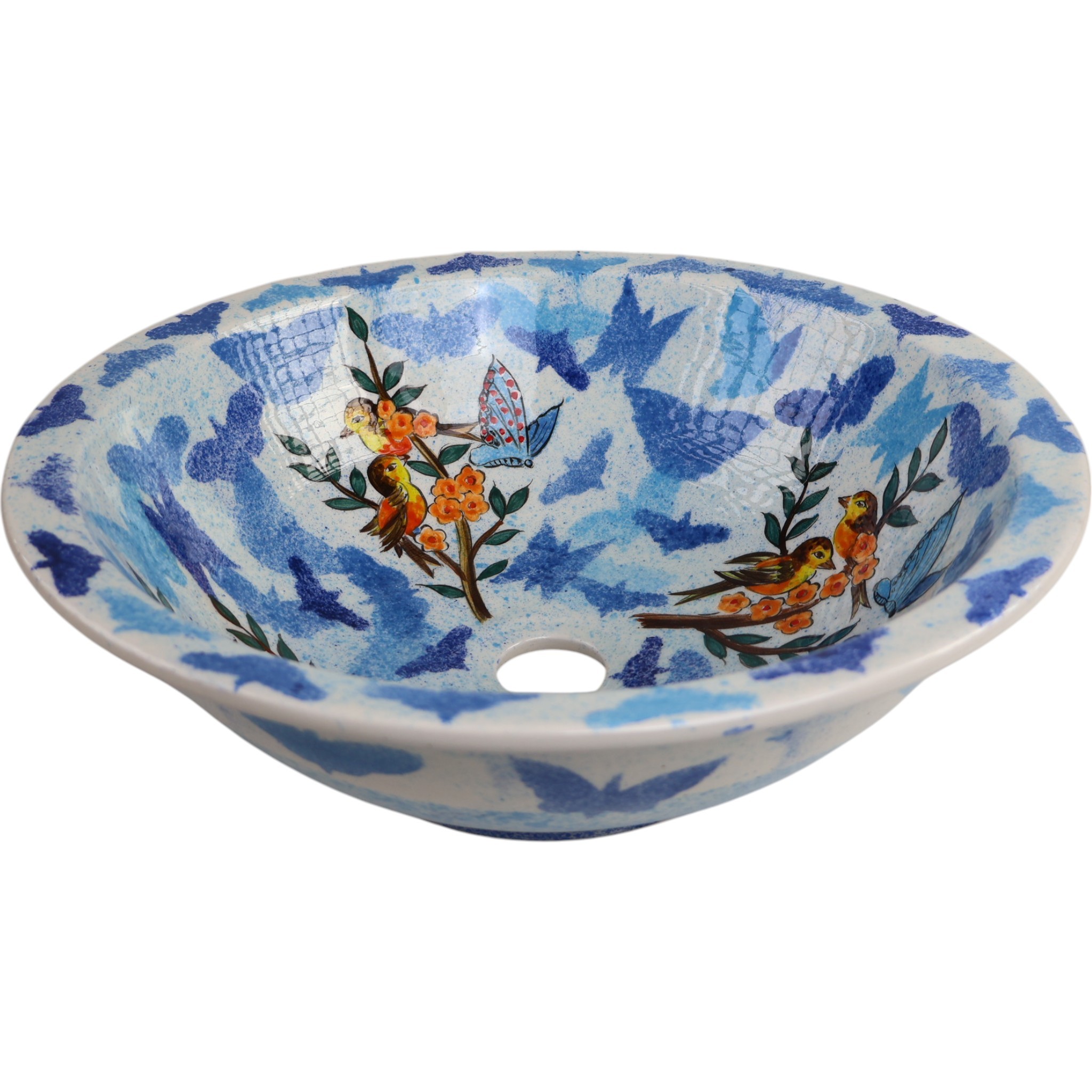 Ceramic Sink - Birds, Butterflies and Leaves