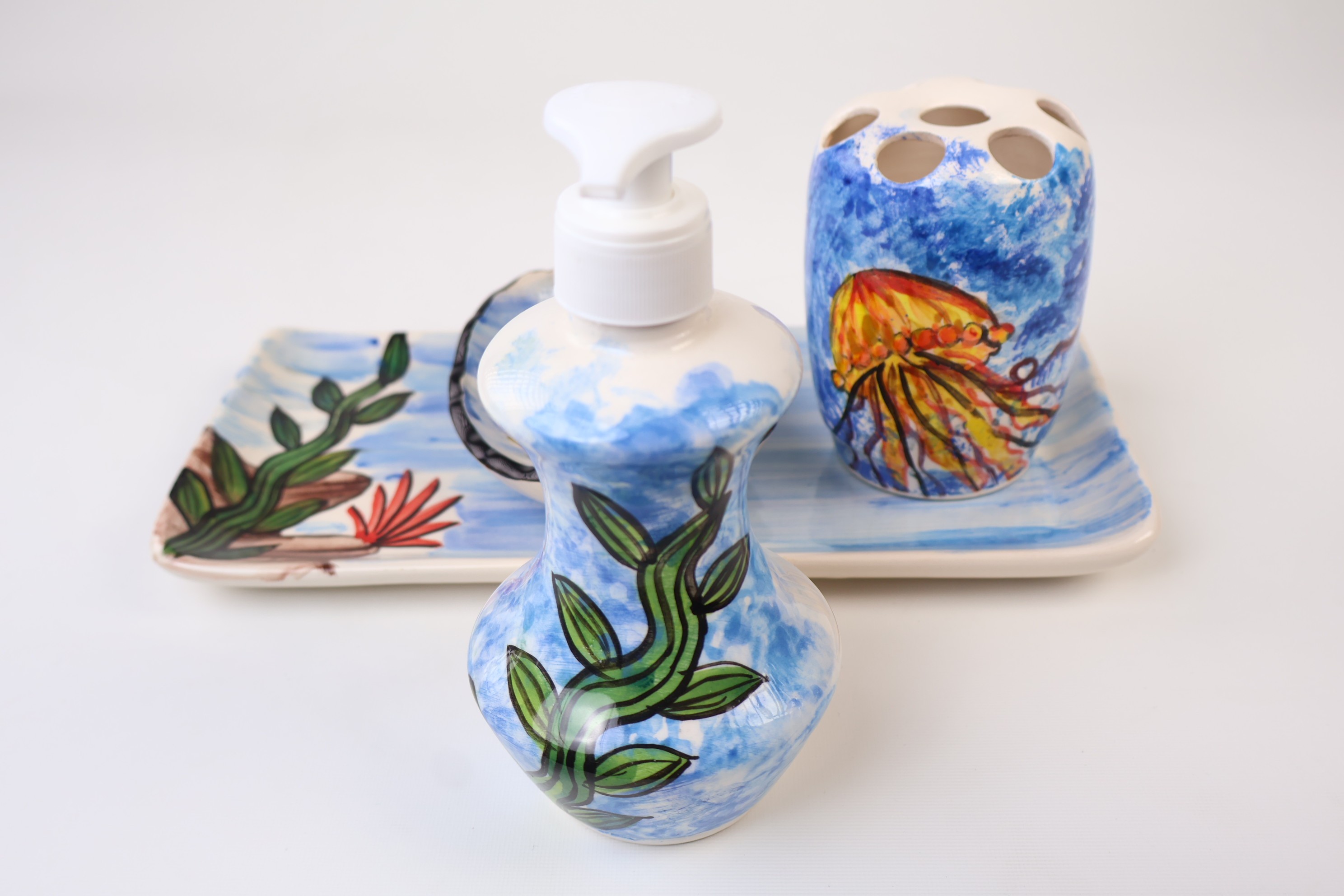 Unique Hand-Painted Bathroom Set & Sea - Zeem Ceramic Quality