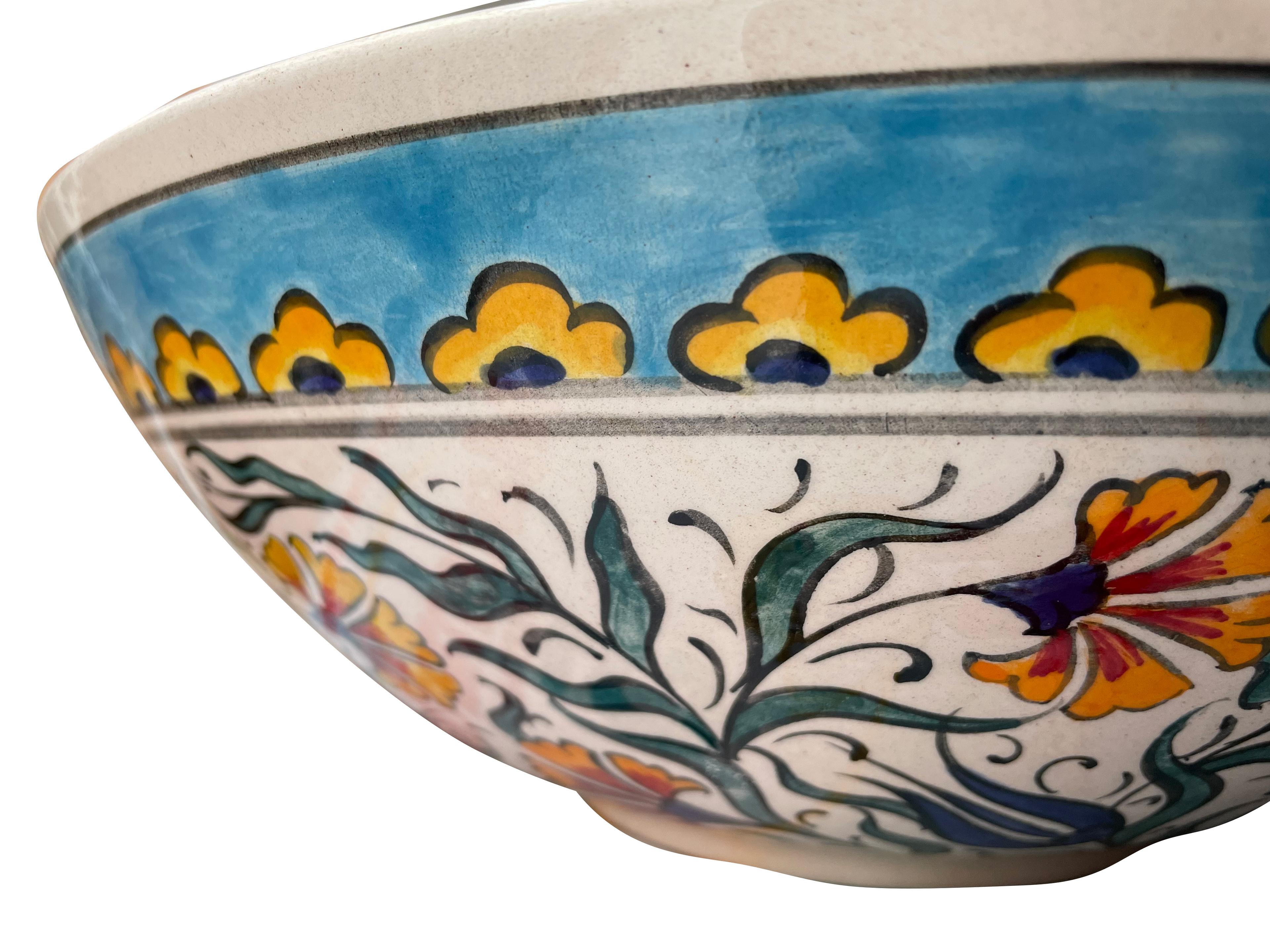 Hand Painted Bathroom Ceramic Vessel Sink Countertop - Multicolor Flowers