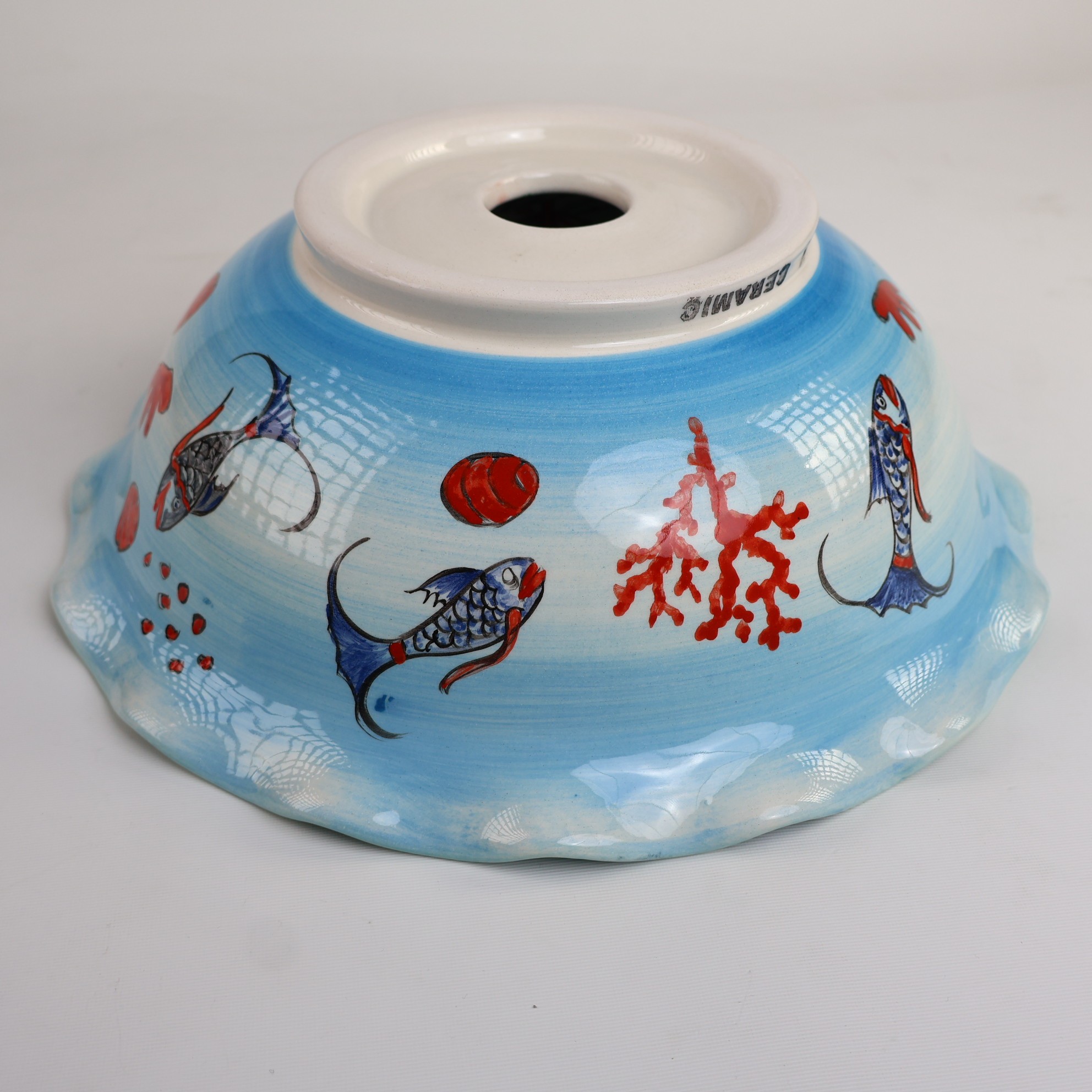 Hand-Painted Nautical Ceramic Sink - Turkish Ceramic Bowl Sink | Iznik-Inspired Bathroom Sink for Remodeling with Maritime Decor