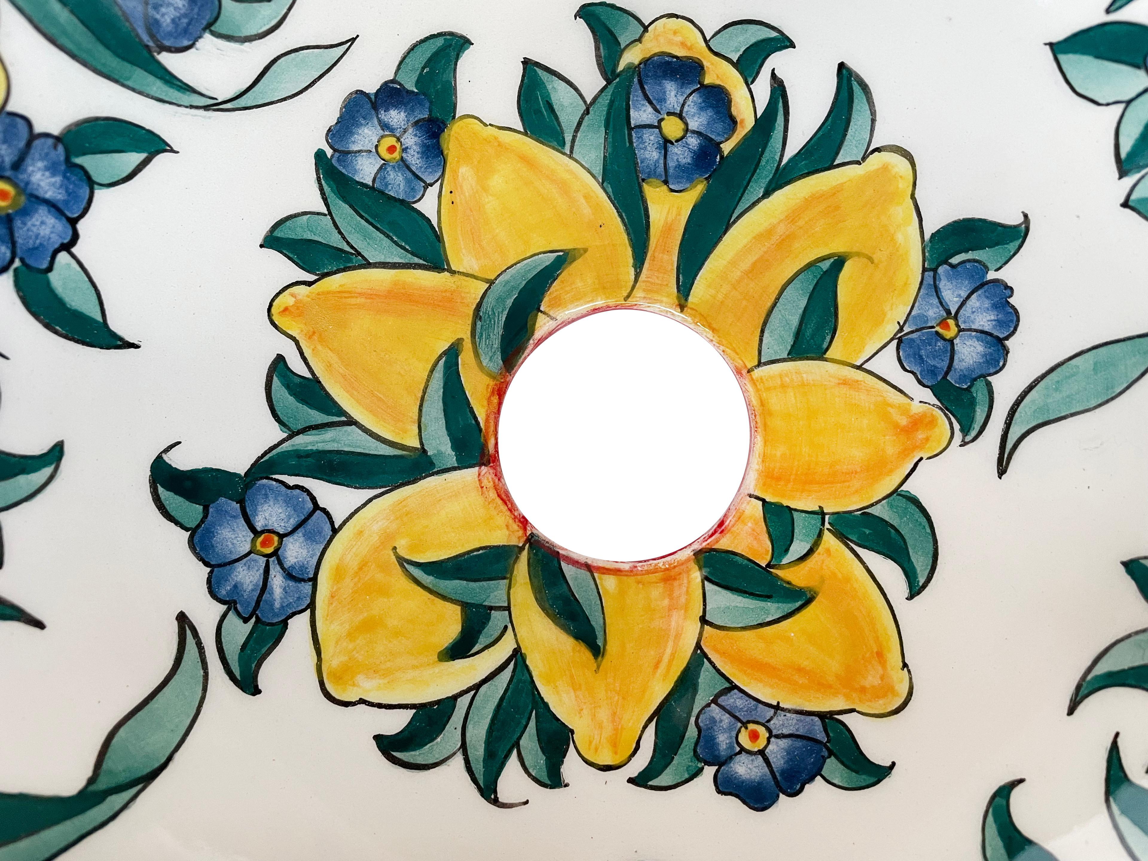 Hand Painted Bathroom Vanity Top Ceramic Vessel Sink - Lemons