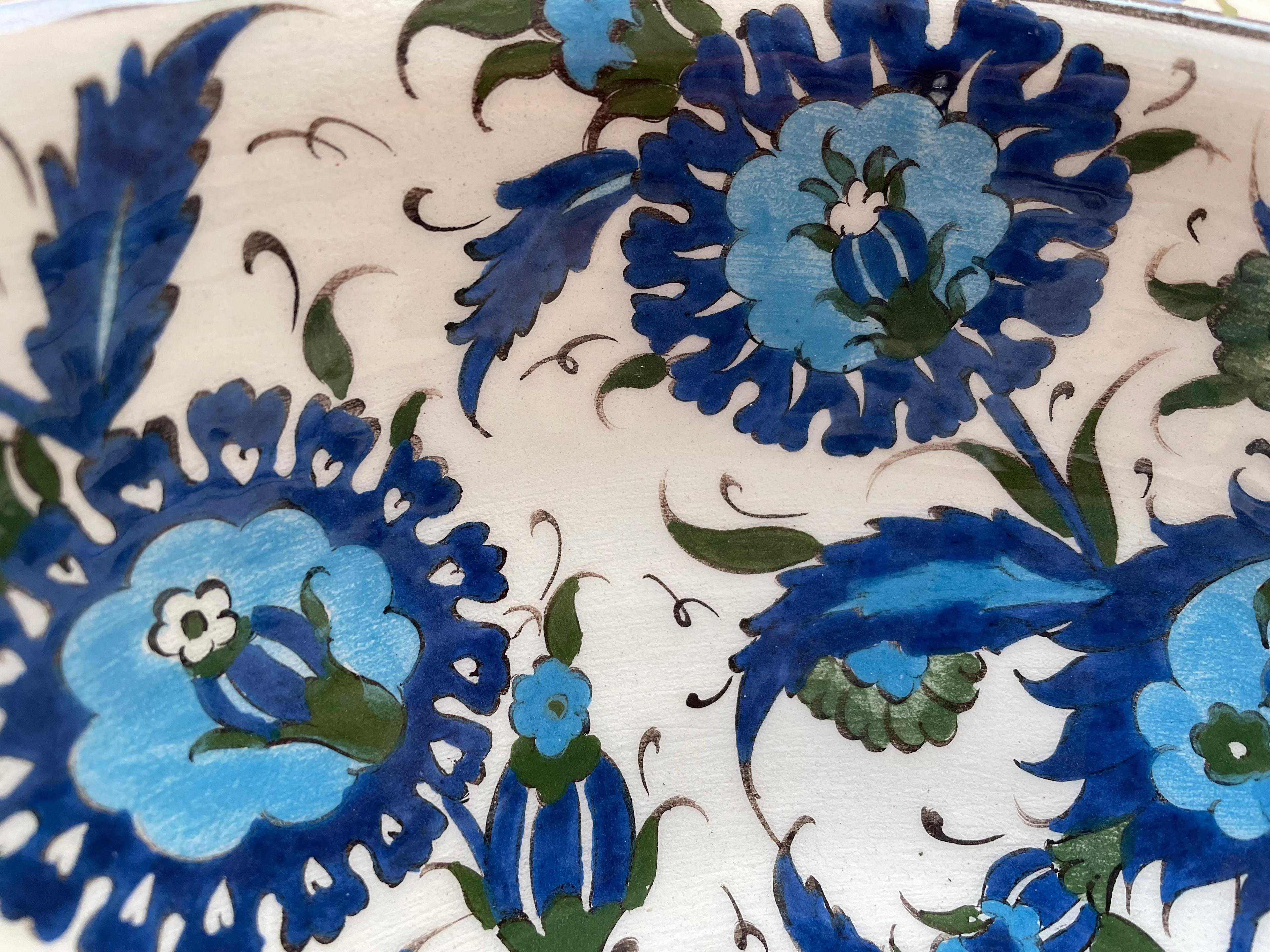 Hand Painted Bathroom Ceramic Vessel Sink Countertop - Blue Hatai