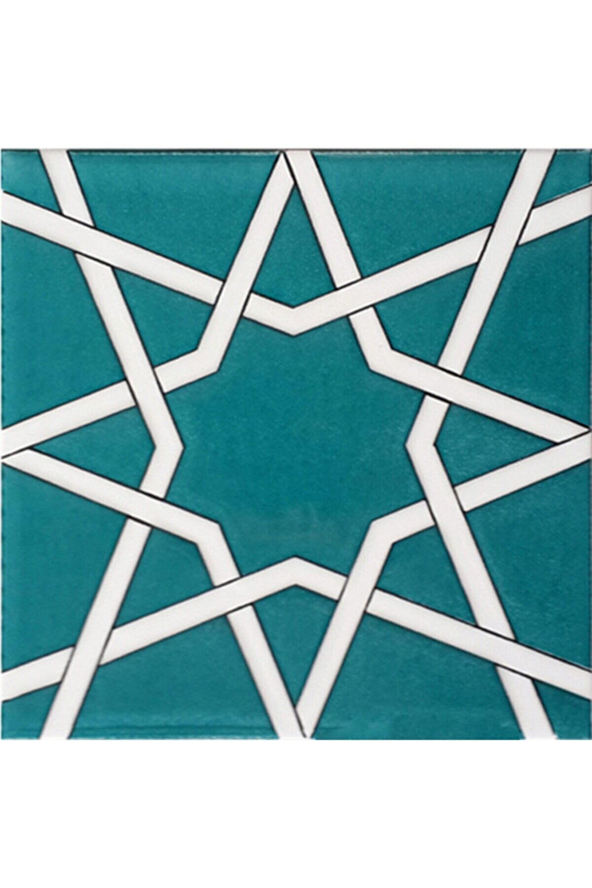 Handcrafted Ceramic Tile -  Screenprinting Bathroom Floor Tile with Geometrical Pattern - 8 in [20Cm]