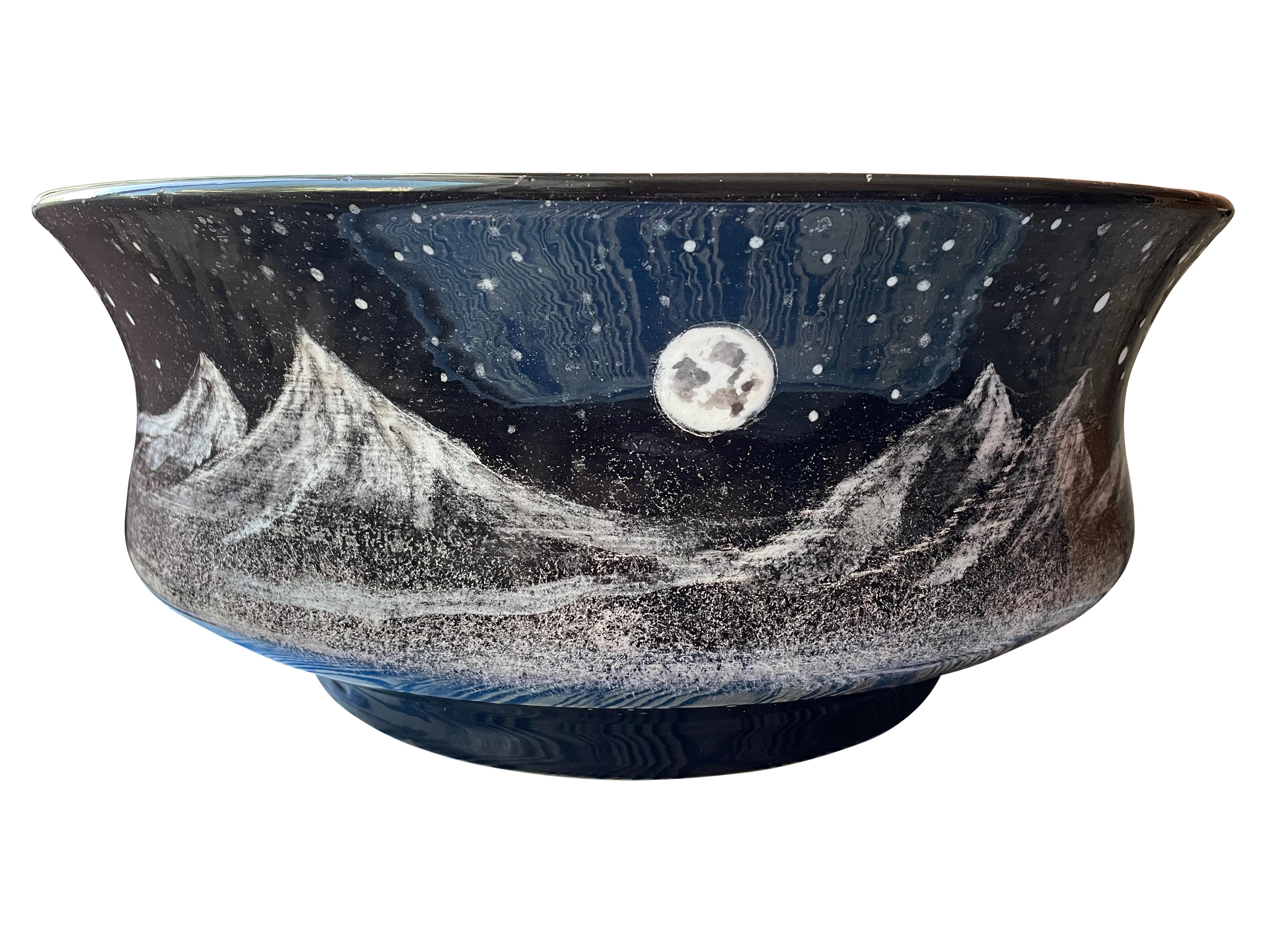 Bathroom Countertop Ceramic Vessel Sink - Black Night and Moon