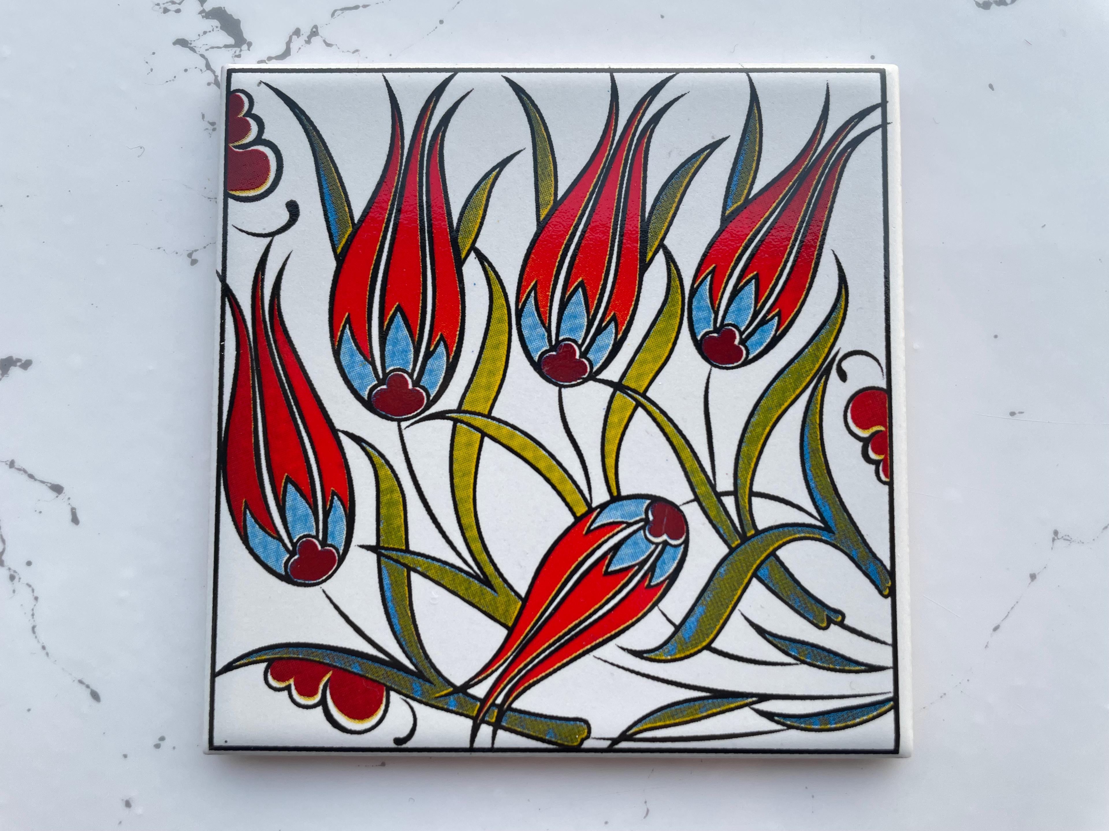 Screen-Printed Mexican Tile Designs - Handcrafted Backsplash 3.7" Tile with Traditional Pattern