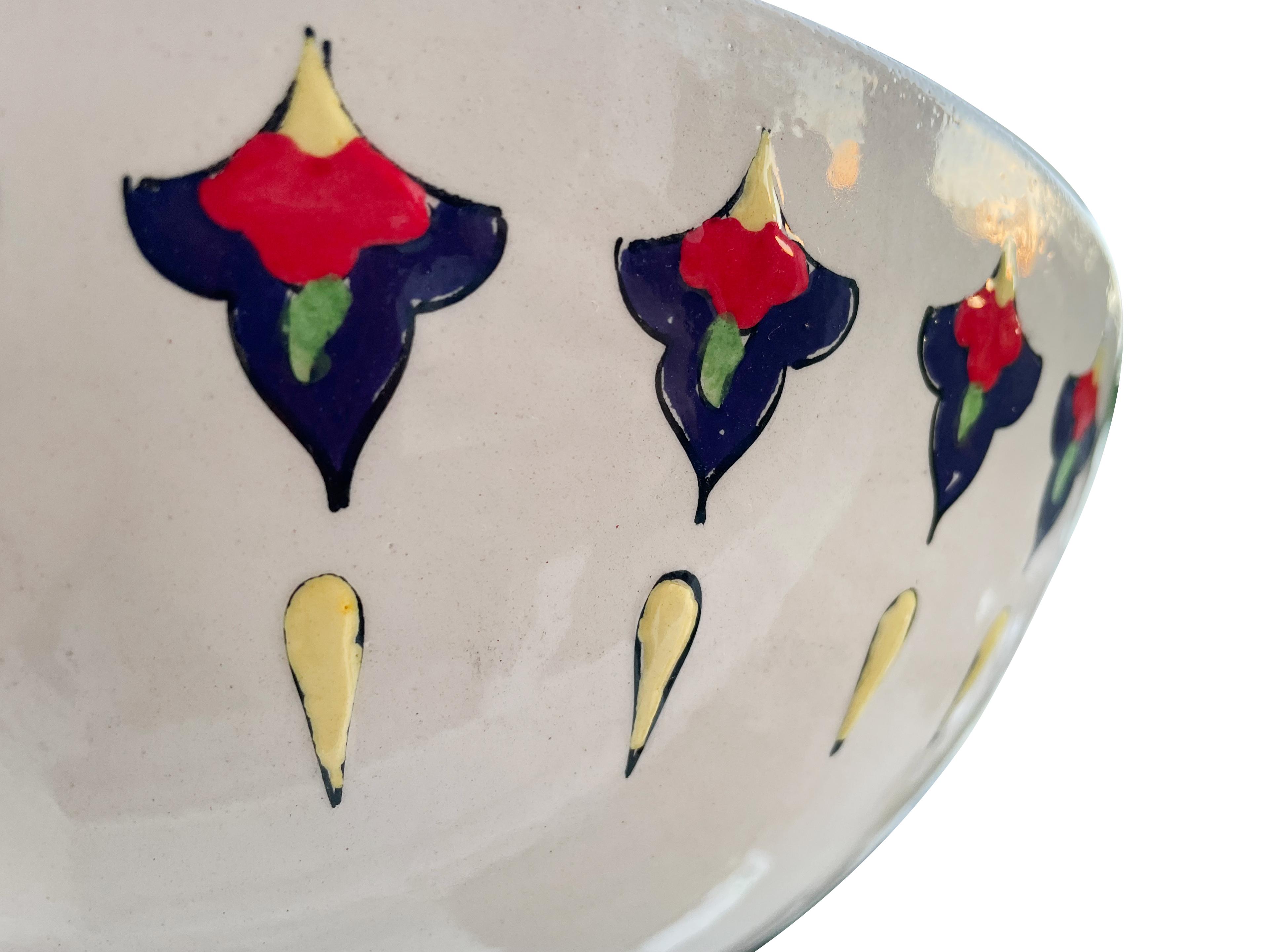 Hand Painted Bathroom Ceramic Vessel Sink Countertop - Central Flower