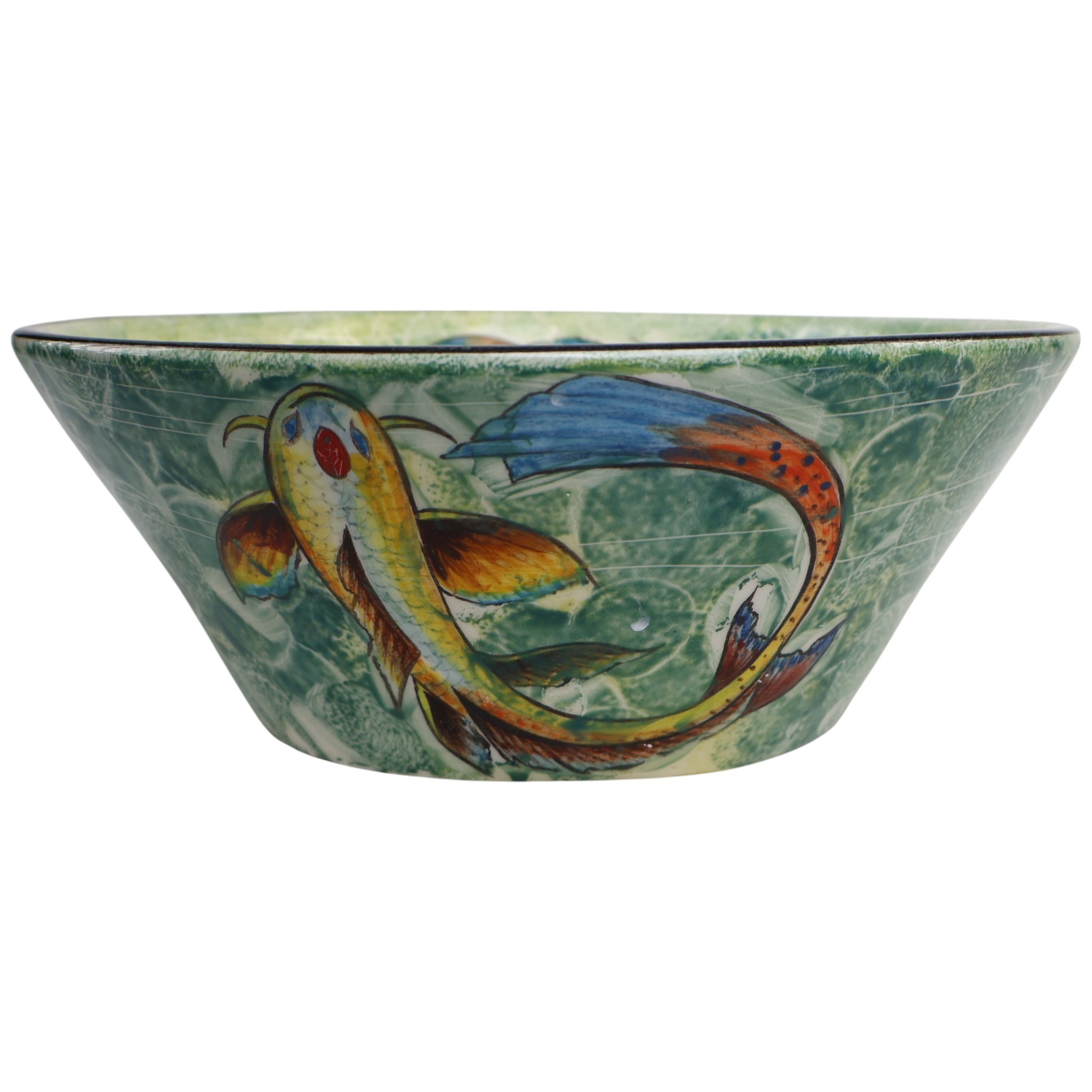 Handmade Japanese Koi Fish Ceramic Sink – Unique Luxury Bathroom Decor with Vibrant Green Artistic Design