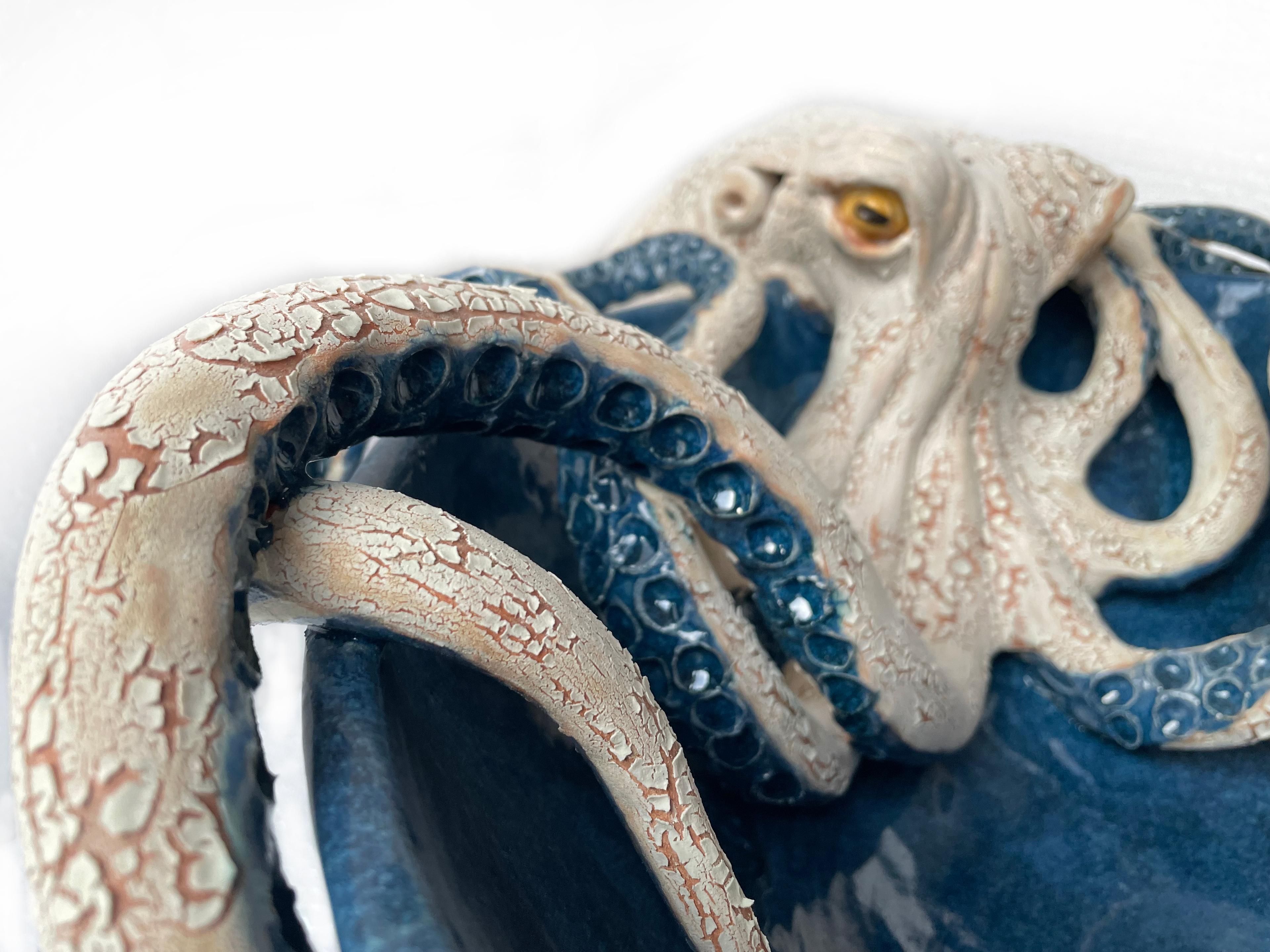 Bathroom Countertop Ceramic Vessel Sink - Octopus Sculpture